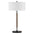 25" Metal Two Light Table Lamp With White Drum Shade