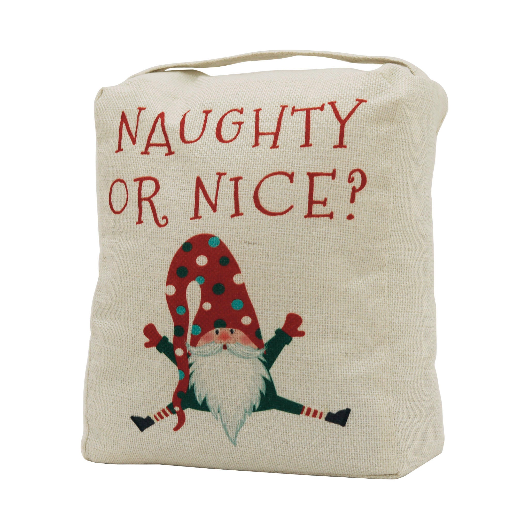 Naughty Or Nice Santa Fabric Christmas Door Stopper - Tuesday Morning