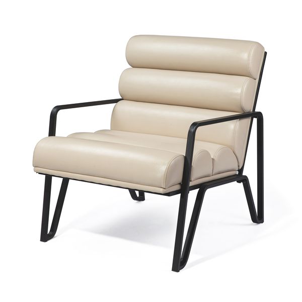 Modern Accent Armchairs with Metal V-Legs and PU Leather Cushion