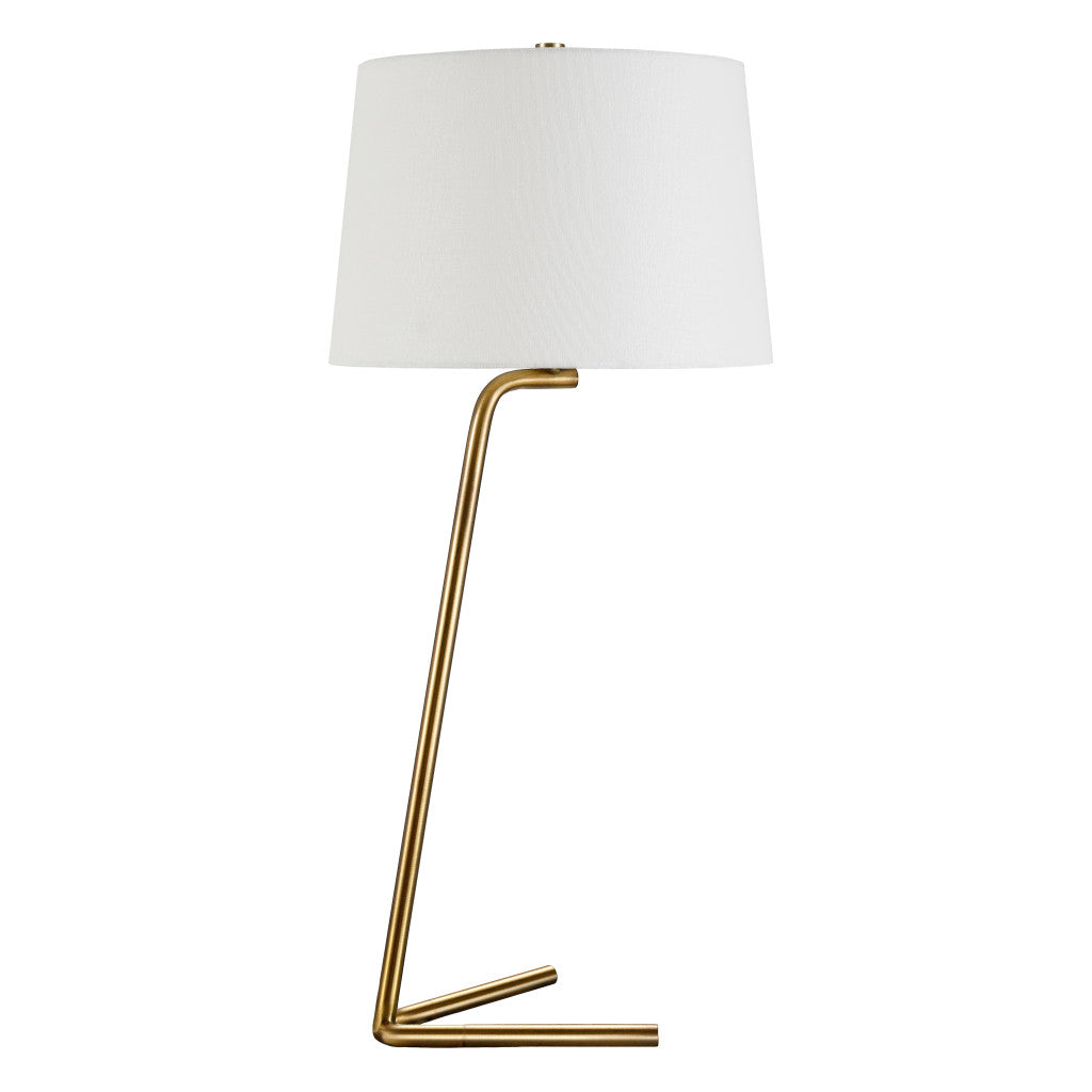 Metal Table Lamp With White Drum Shade