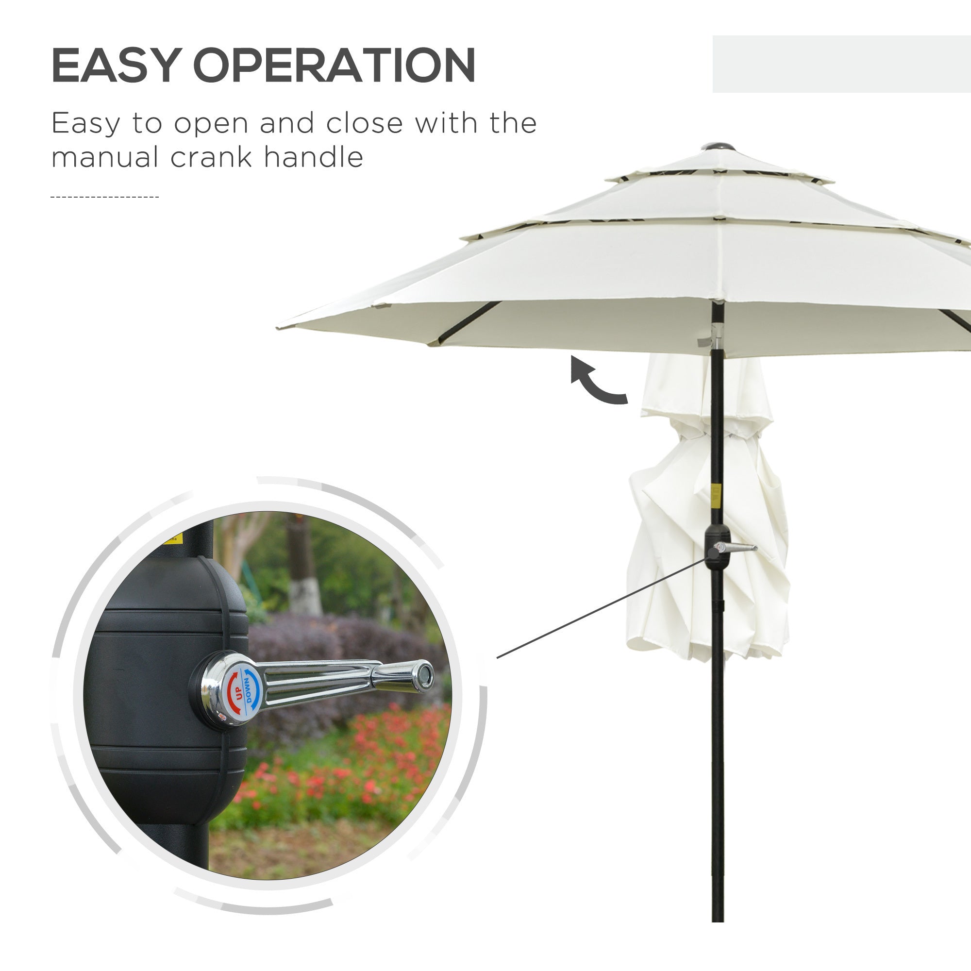 Outsunny 9ft 3 Tiers Patio Umbrella Outdoor Market Umbrella With Crank 