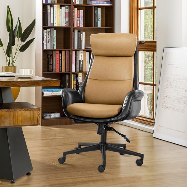 Modern Leatherette Gaslift Adjustable Swivel High Back Office Chair