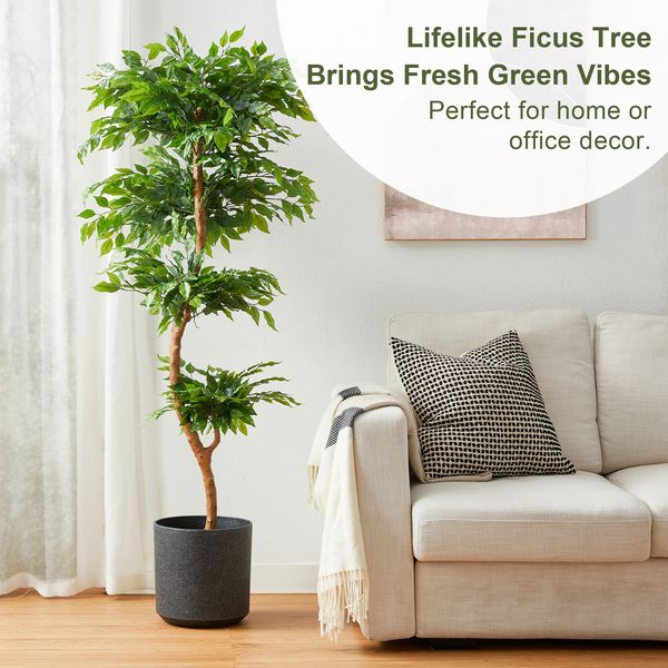 5ft. Faux Ficus Tree in Pot - Tuesday Morning - Faux Trees