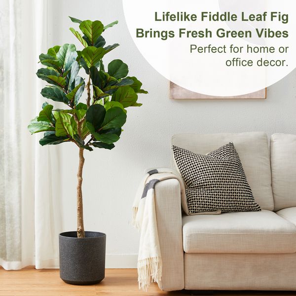 5ft. Faux Fiddle Leaf Fig Tree in Pot - Tuesday Morning - Faux Trees