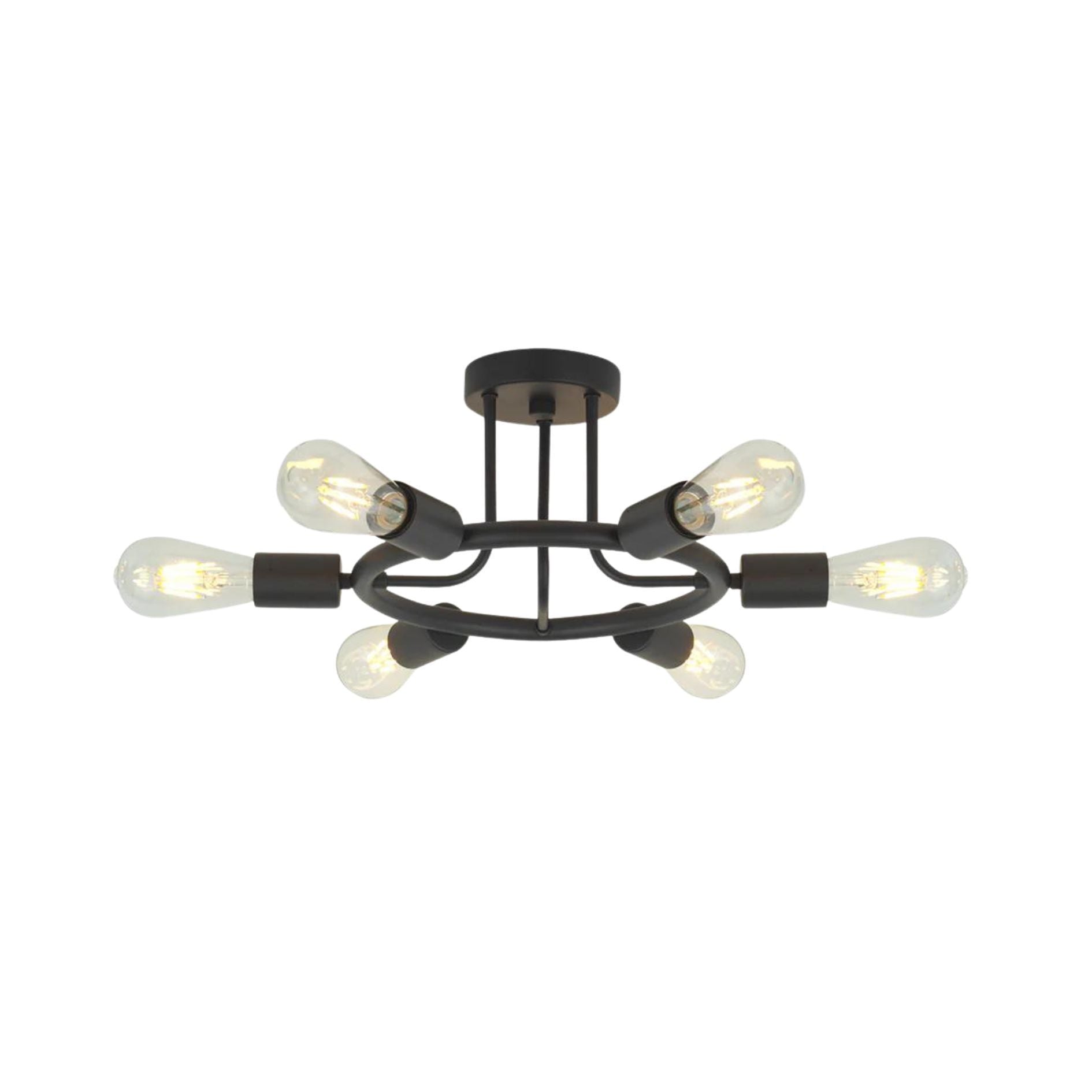 6 Light Modern Sputnik Lights Semi Flush Mount Ceiling Light Black Finished - Tuesday Morning - Ceiling Lights