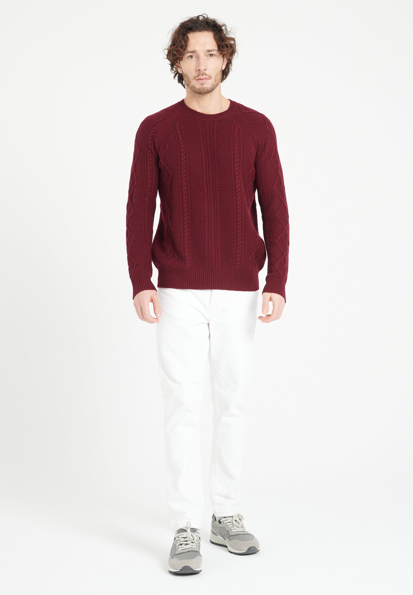 6 - thread cashmere cable - knit round - neck sweater burgundy red - Tuesday Morning - Sweaters & Hoodies