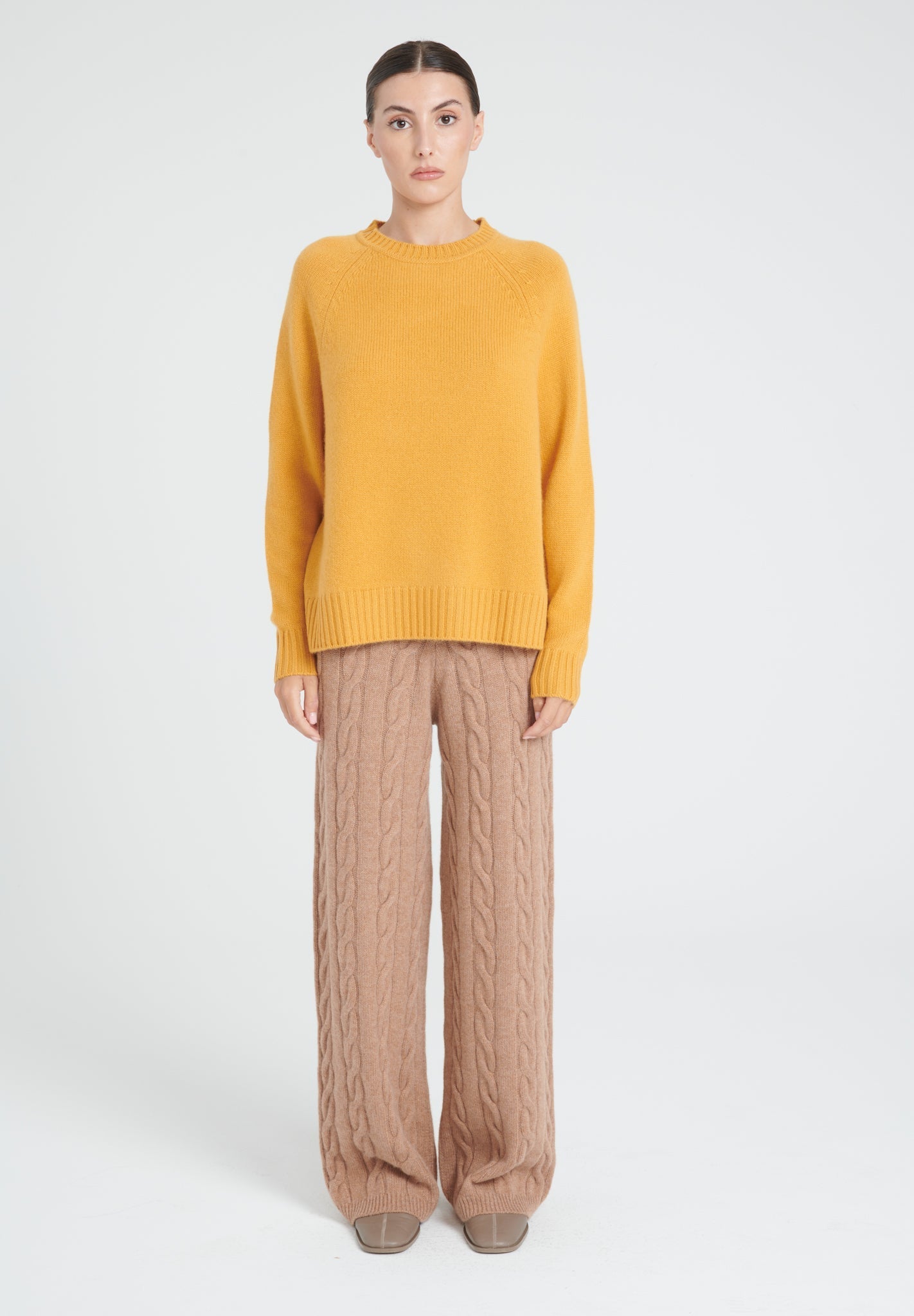 6 - thread - count cashmere sweater with raglan sleeves in mustard yellow - Tuesday Morning - Sweaters & Hoodies