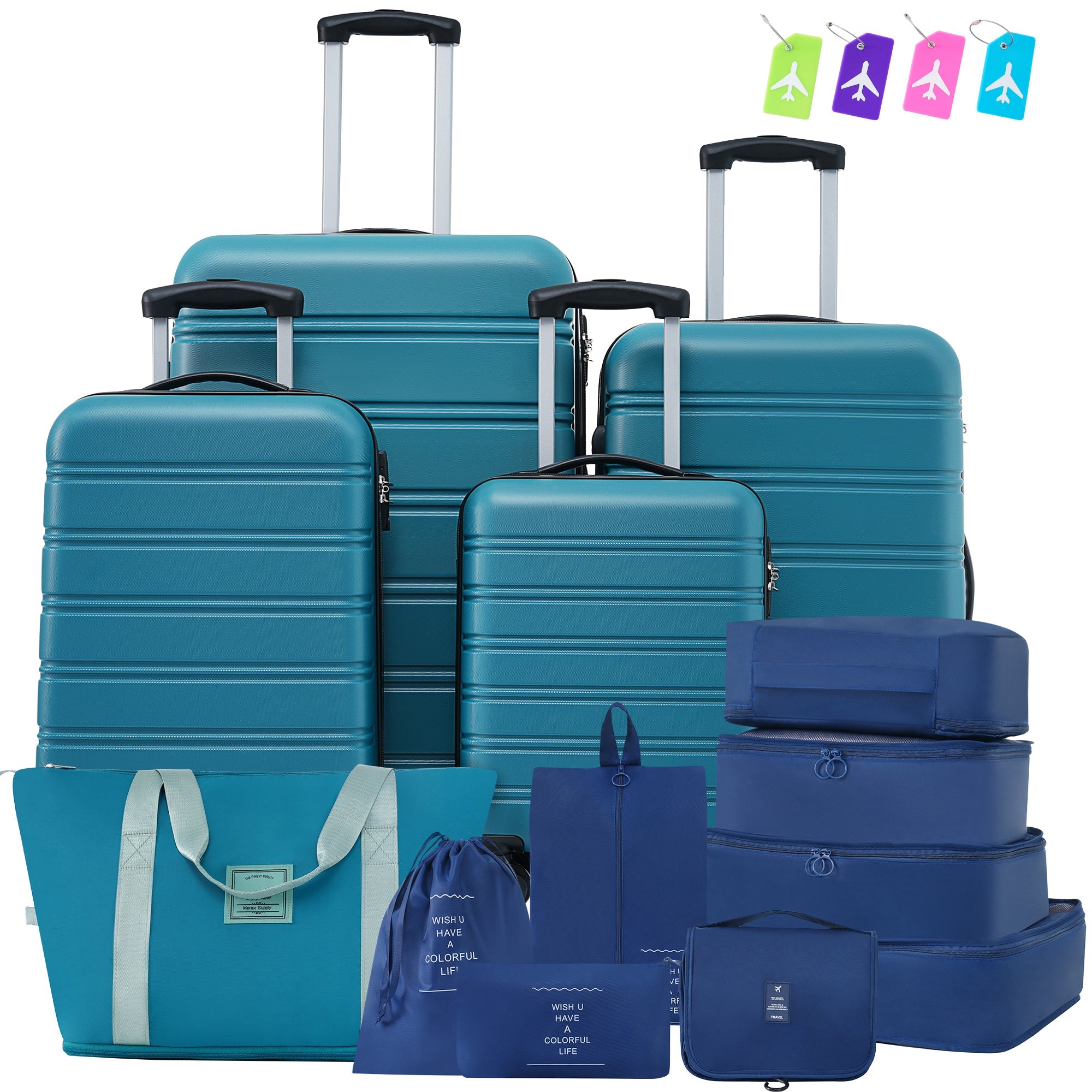 Hardshell Luggage Sets 4 pcs + Bag Spinner Suitcase with TSA Lock Lightweight Luggages