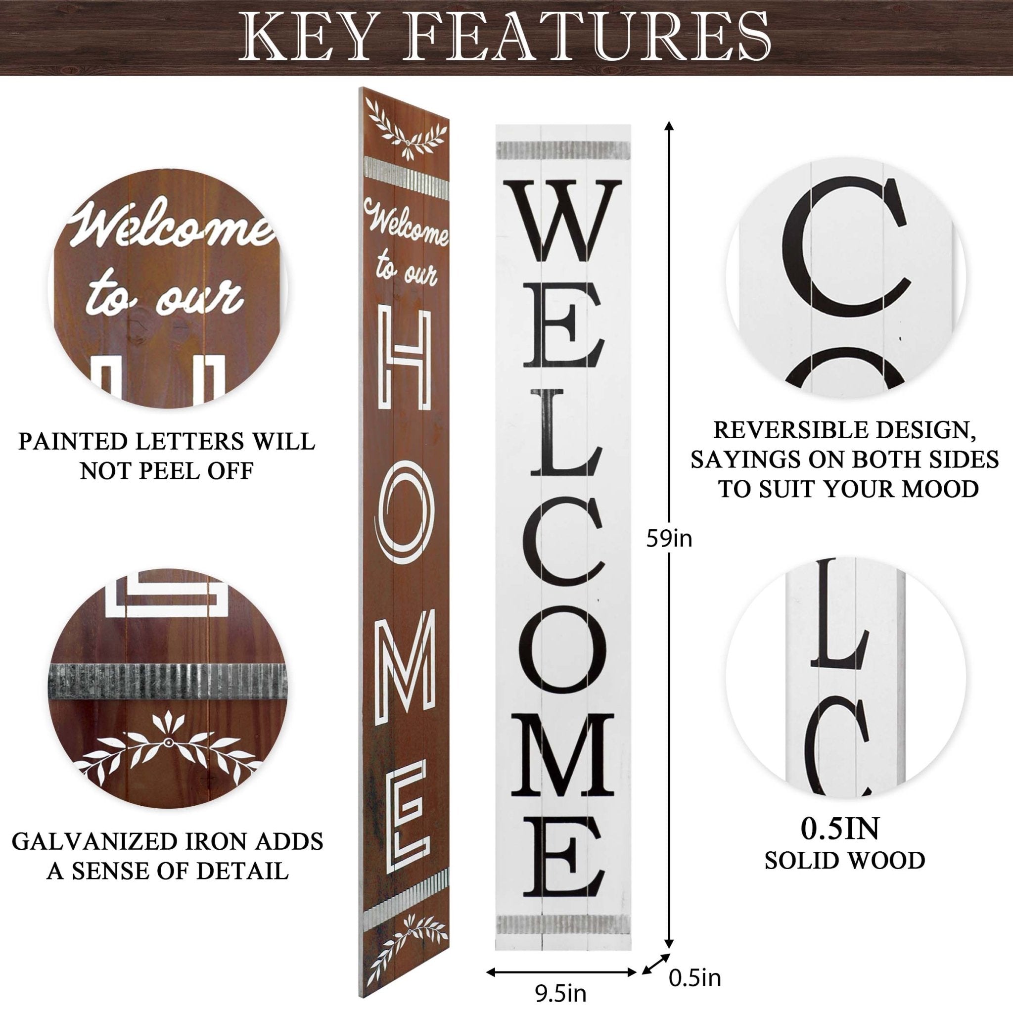 60IN WELCOME TO OUR HOME/WELCOME REVERSIBLE PORCH SIGN - Tuesday Morning - Front Porch Decor