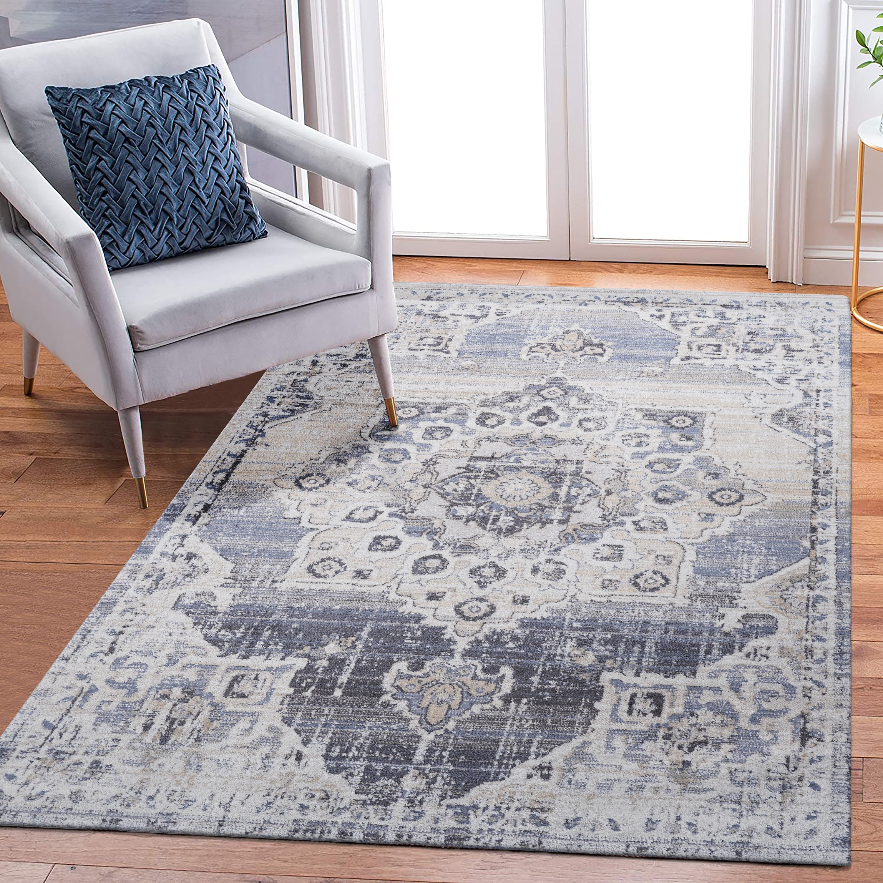 NAAR PAYAS Collection Medallion Non-Shedding  and Stain Resistant Area Rug