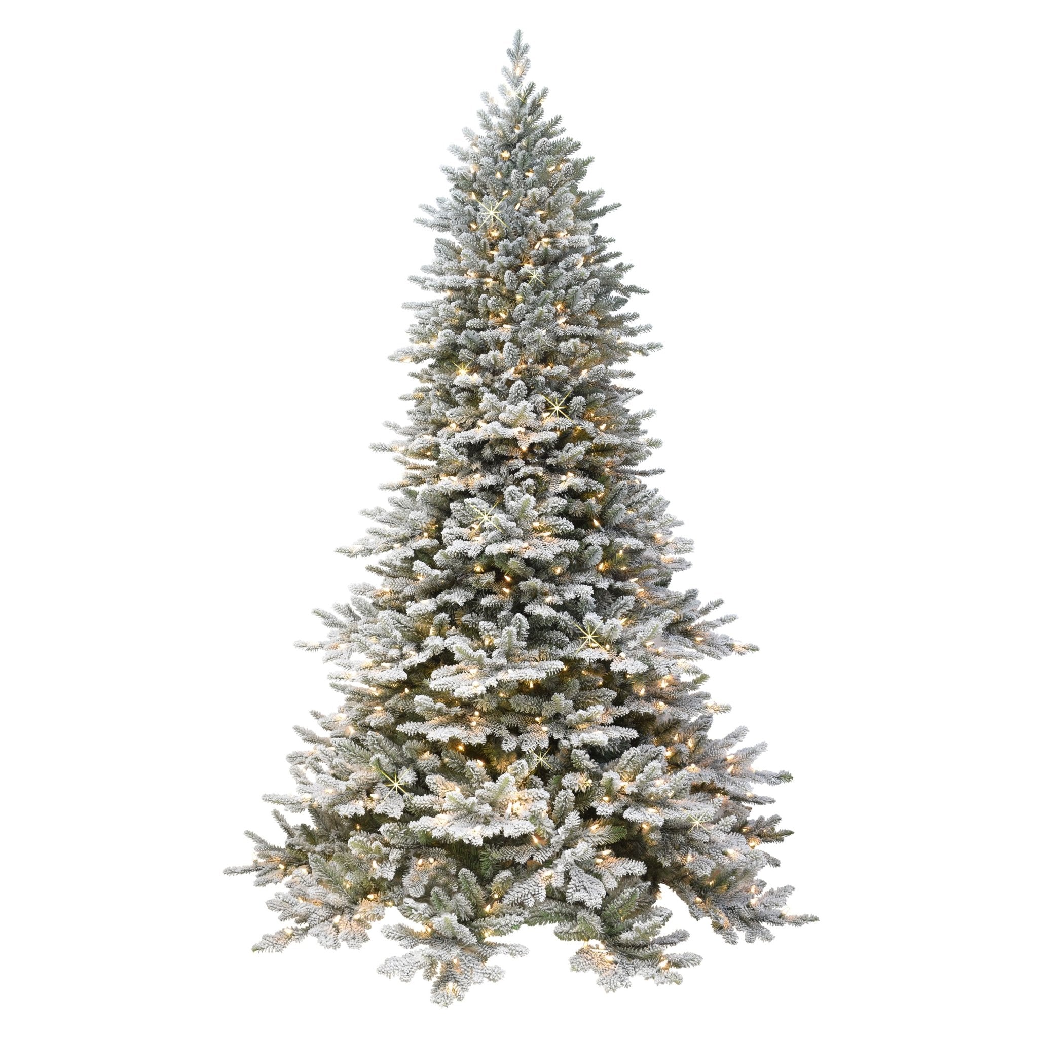 6.5 ft Pre - lit Flocked Royal Majestic Douglas Fir Downswept Artificial Christmas Tree, Sure - Lit Pole®, 500 UL Clear Lights, Metal Stand, Green - Tuesday Morning - Faux Trees