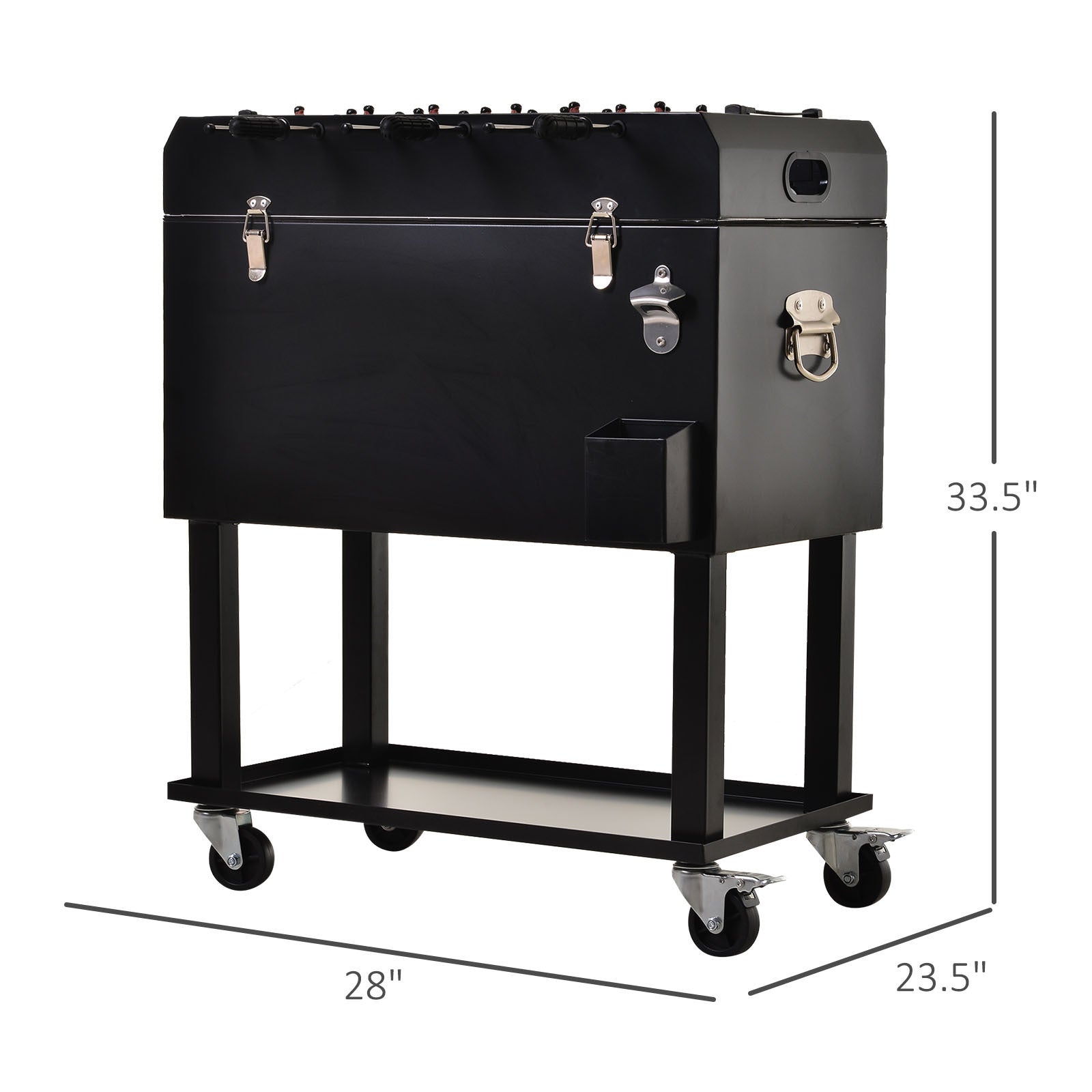 68QT Patio Cooler Ice Chest with Foosball Table Top, Portable Poolside Party Bar Cold Drink Rolling Cart on Wheels with Tray Shelf - Tuesday Morning - Coolers