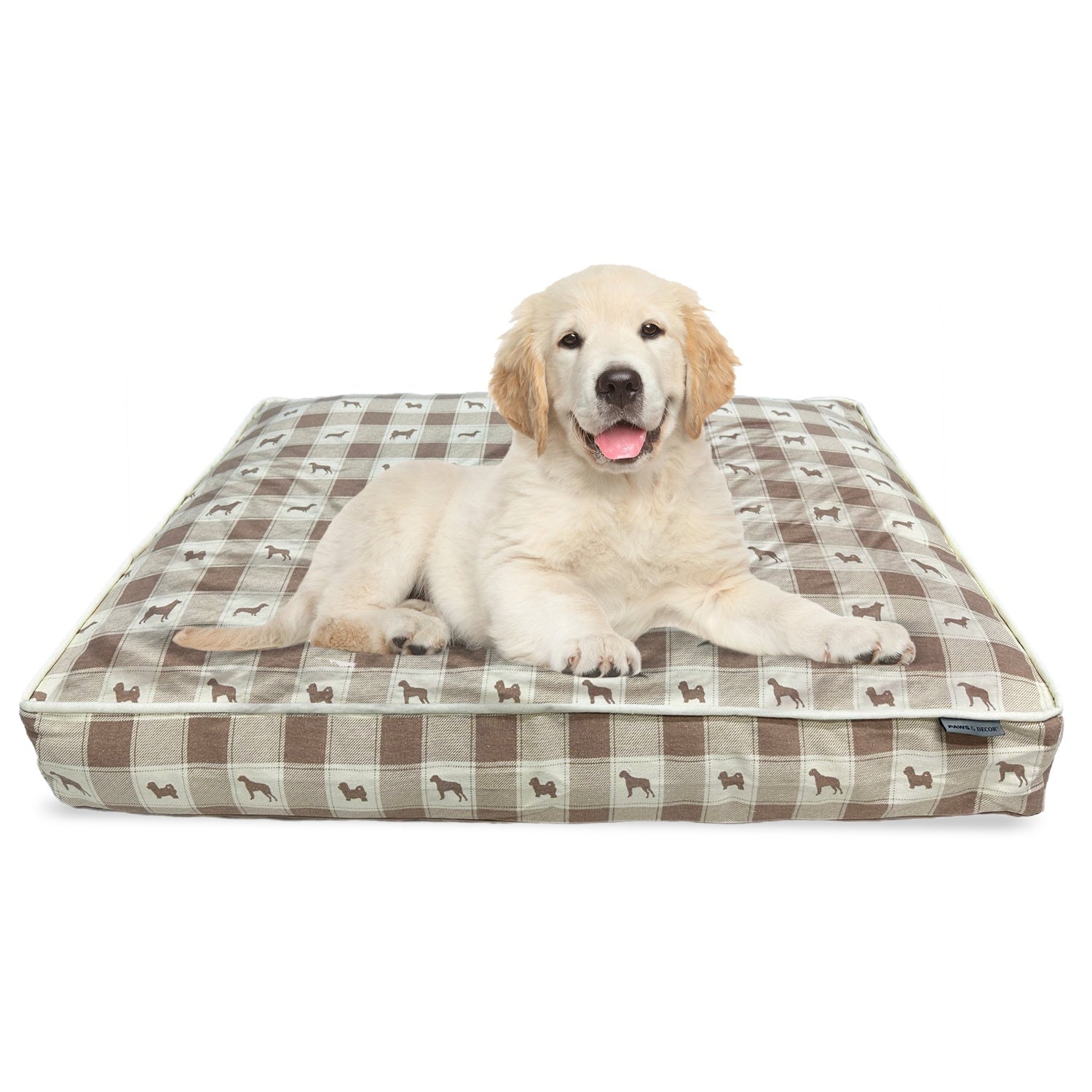 Paws and Decor Orthopedic Taupe Plaid Comfort Dog Bed Tuesday Morning