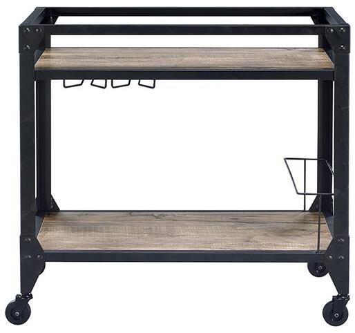 Jorgensen Serving Cart, Rustic Oak & Charcoal