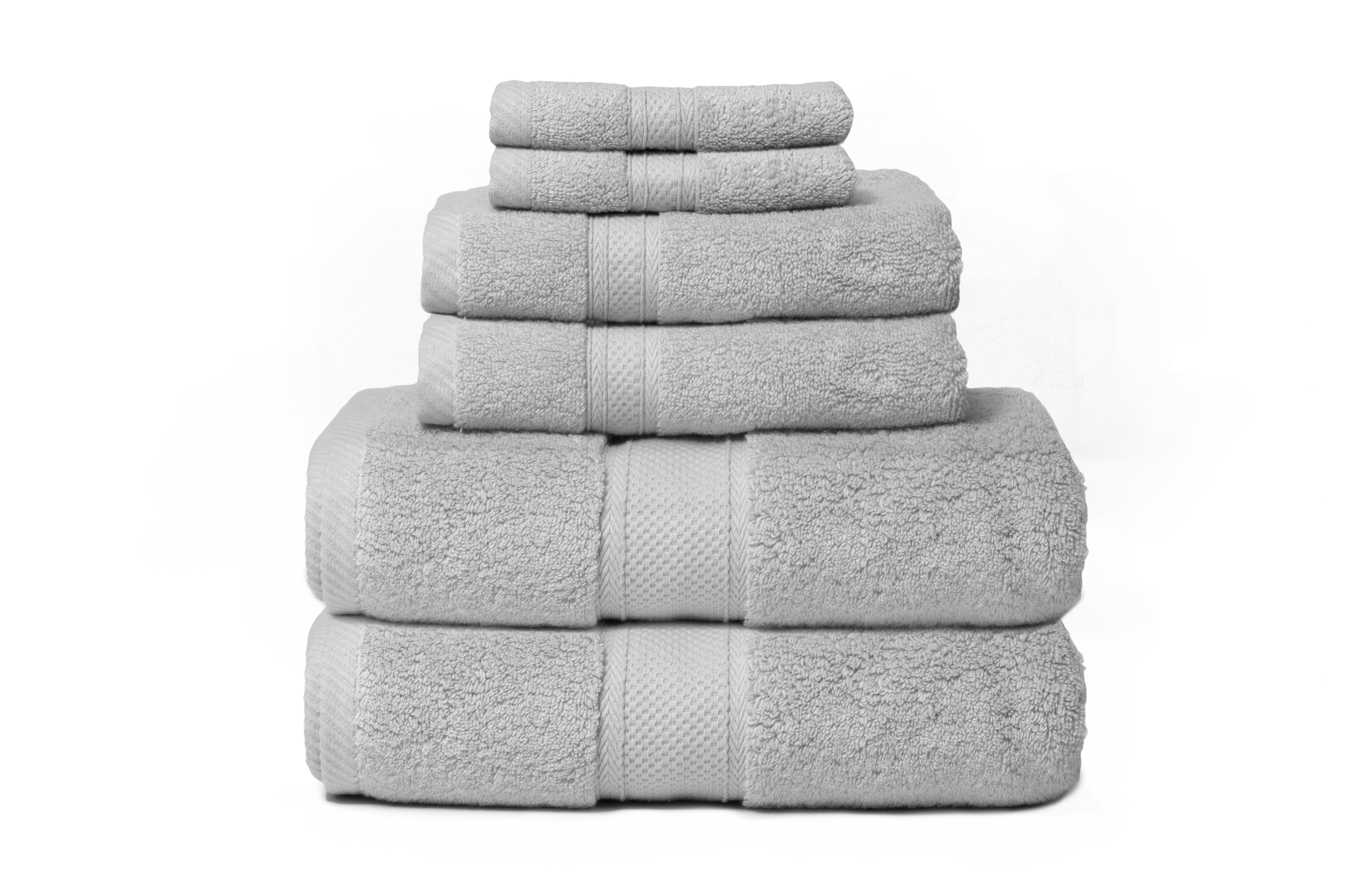 Zero Twist Hotel 6-Piece 100% Cotton Bath Towel Set