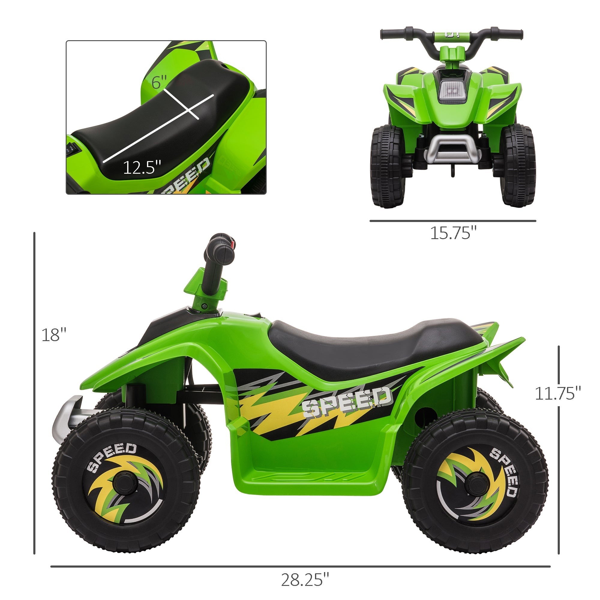 6V Kids ATV 4 - Wheeler Ride on Car, Quad Battery Powered Vehicle with Forward/Reverse Switch for 18 - 36 Months , Green - Tuesday Morning - Riding Toys