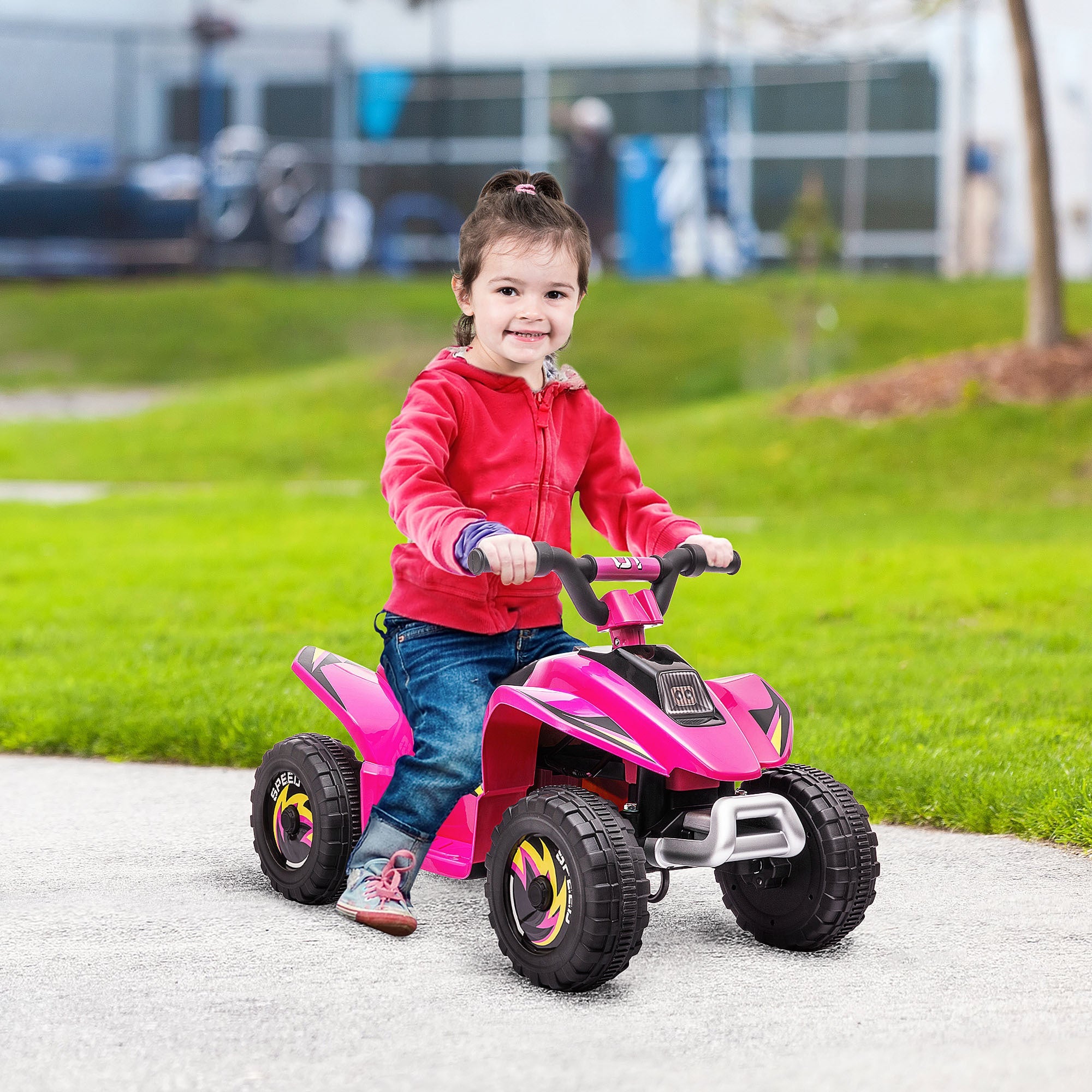 6V Kids ATV 4 - Wheeler Ride on Car, Quad Battery Powered Vehicle with Forward/Reverse Switch for 18 - 36 Months , Pink - Tuesday Morning - Riding Toys