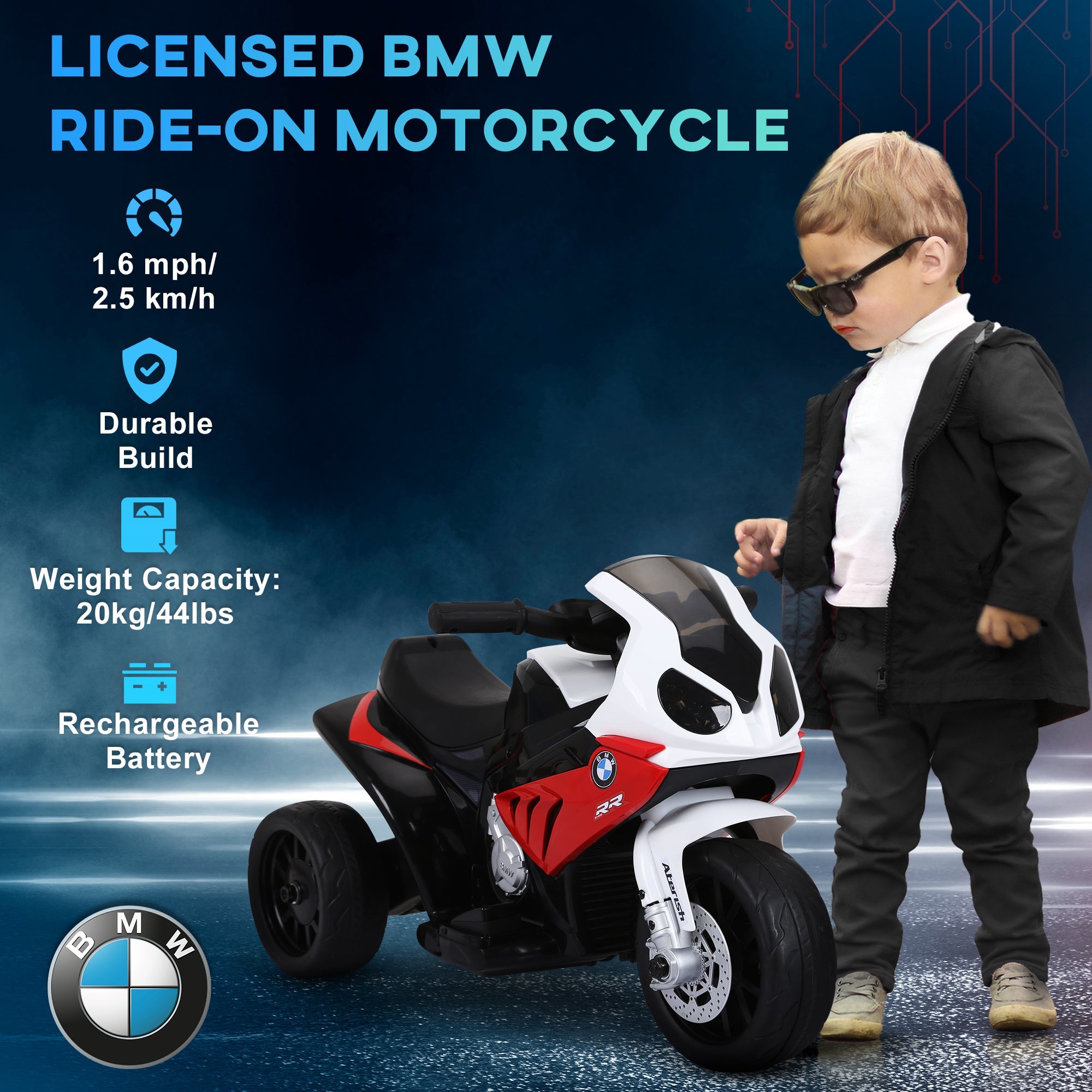 6V Kids Motorcycle Licensed BMW, Toddler Motorcycle with Headlight, Music, 3 Wheeled for Boys & Girls, Red - Tuesday Morning - Riding Toys