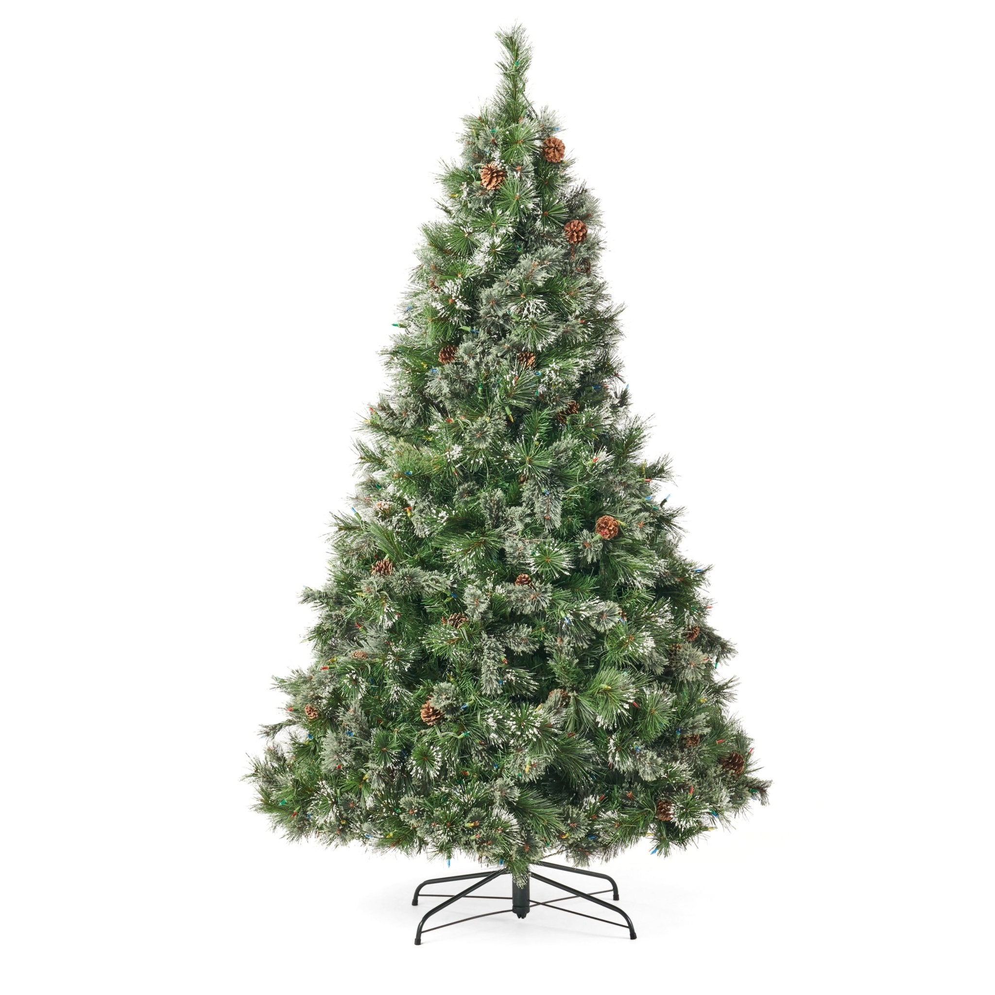 7 ’ Cashmere and Snow Bristle Mixed Tree with 75Pine Cones and 900 LED Lights - UL,1233tips,Dia.:59 - Tuesday Morning - Decorative Objects