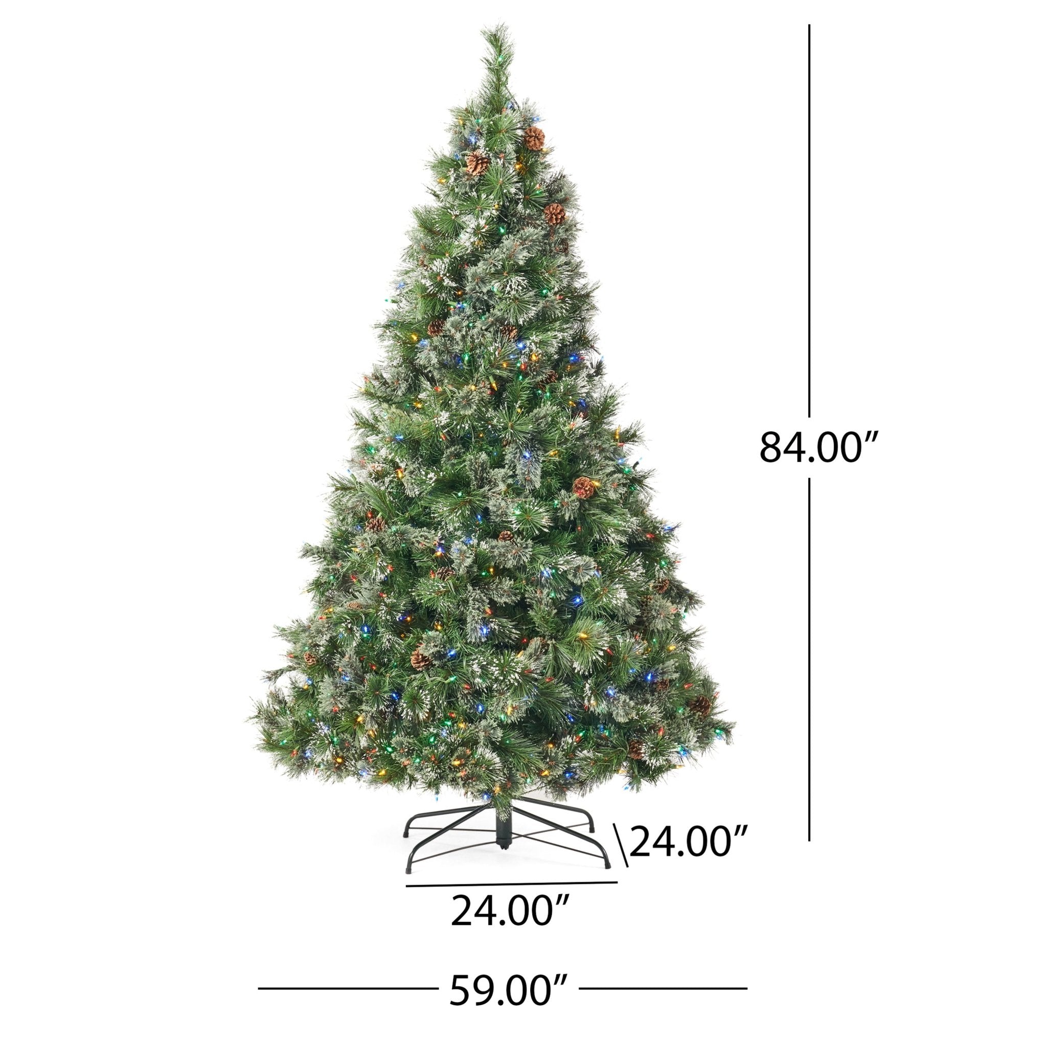 7 ’ Cashmere and Snow Bristle Mixed Tree with 75Pine Cones and 900 LED Lights - UL,1233tips,Dia.:59 - Tuesday Morning - Decorative Objects