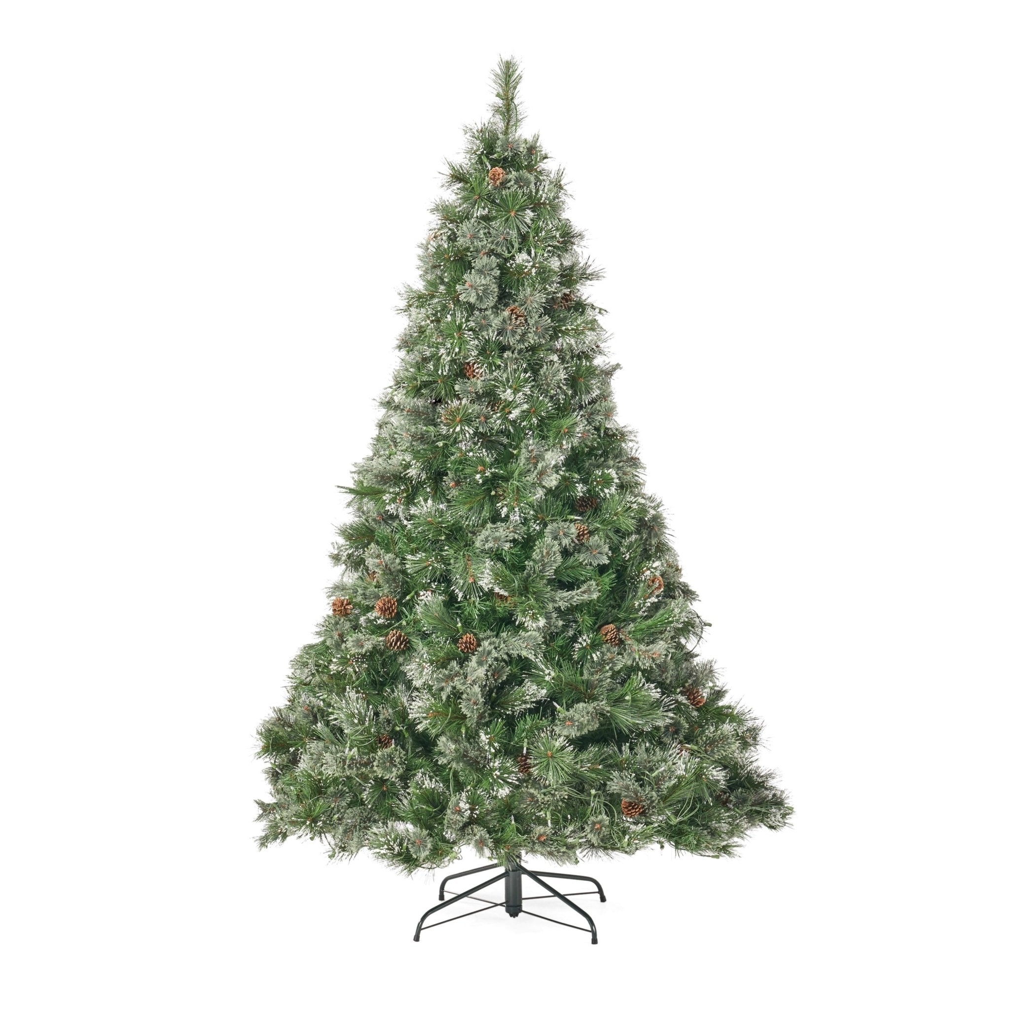 7 ’ Cashmere and Snow Bristle Mixed Tree with 75Pine Cones and 900 led Lights - UL,1233tips,Dia:59 - Tuesday Morning - Decorative Objects