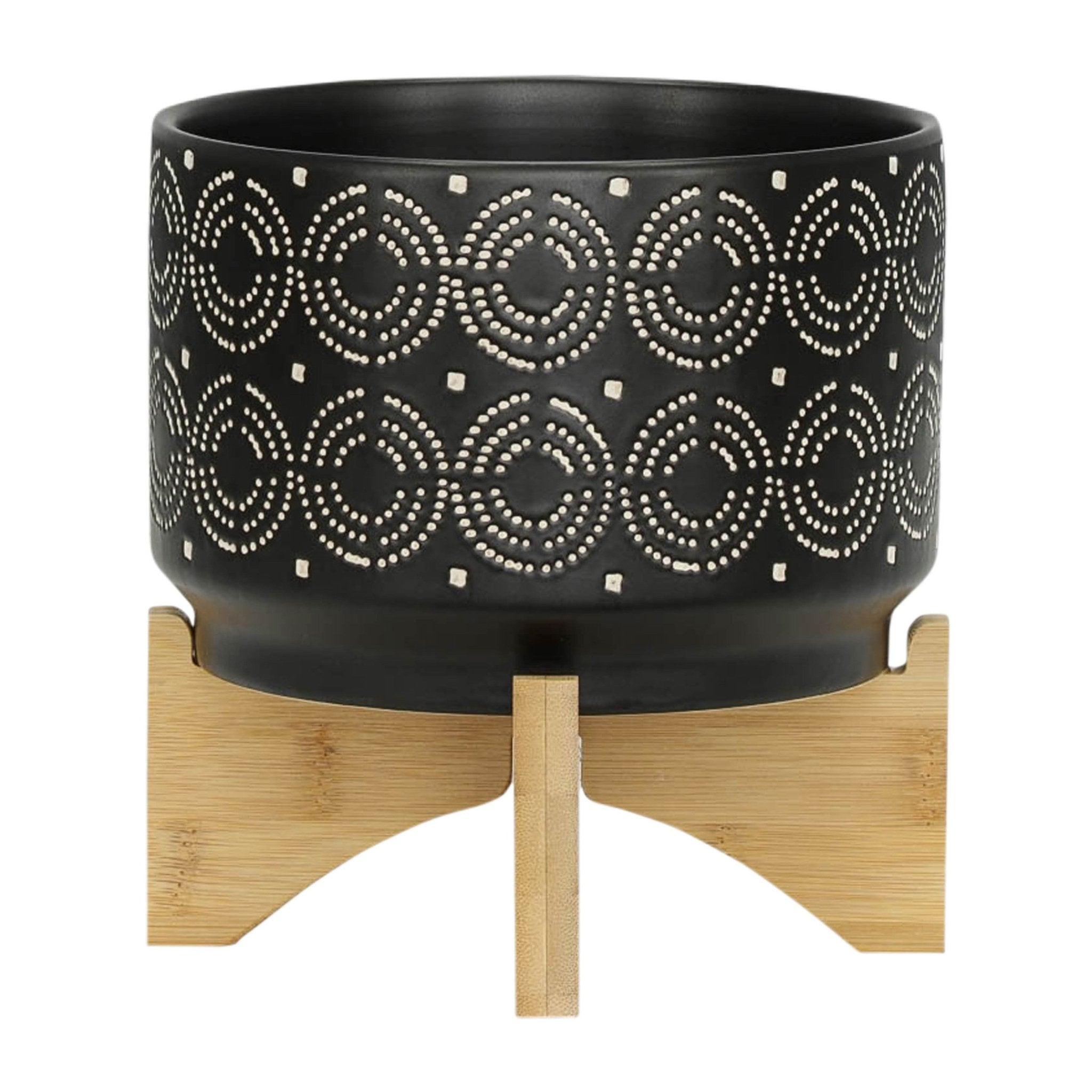 7 SWIRL PLANTER ON STAND, BLACK - Tuesday Morning - Pots & Planters