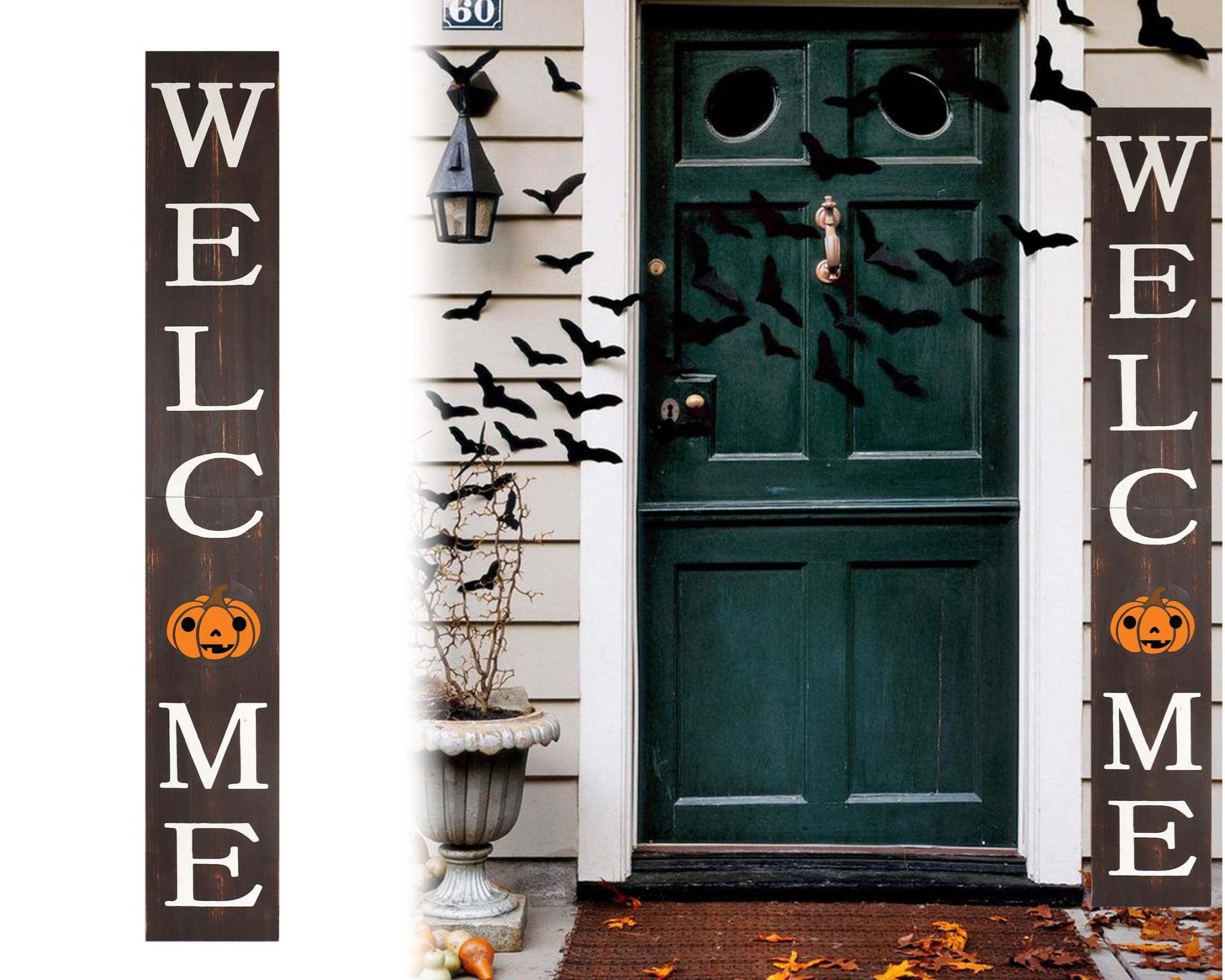 72IN Brown Halloween Welcome Sign for Front Door, Welcome Porch Sign,Rustic Tall Welcome Sign for Front Porch decor - Tuesday Morning - Front Porch Decor