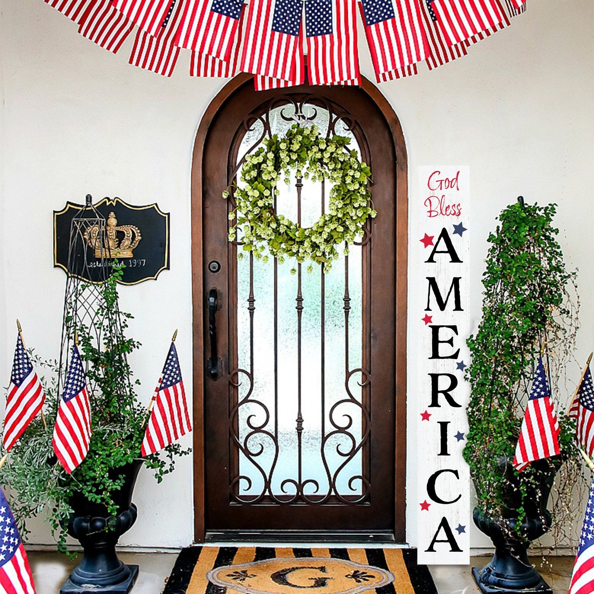 72in God Bless America Porch Sign - Tuesday Morning - Front Porch Decor