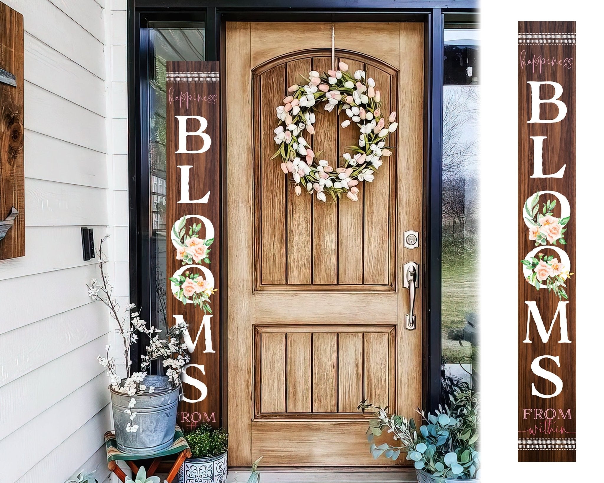 72IN Happiness Blooms From Within Outdoor Porch Sign - Tuesday Morning - Wall Signs