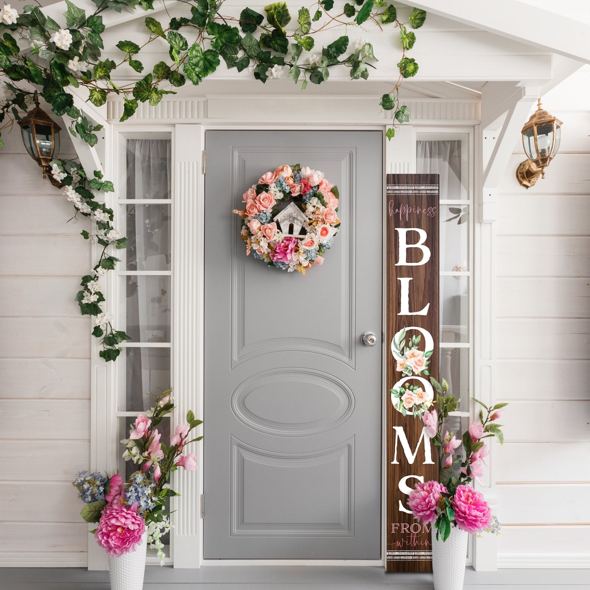 72IN Happiness Blooms From Within Outdoor Porch Sign - Tuesday Morning - Wall Signs