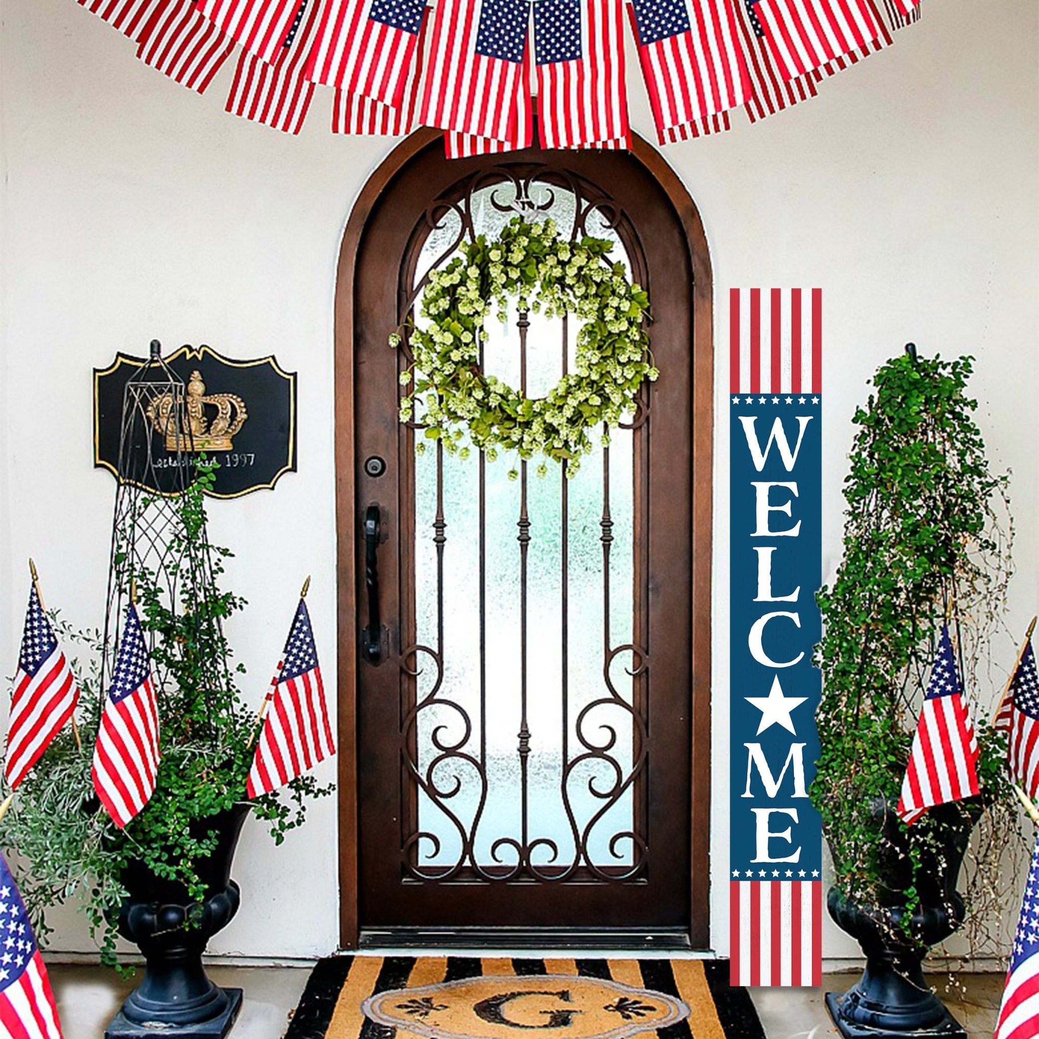 72in Patriotic Welcome Porch Sign - Tuesday Morning - Front Porch Decor