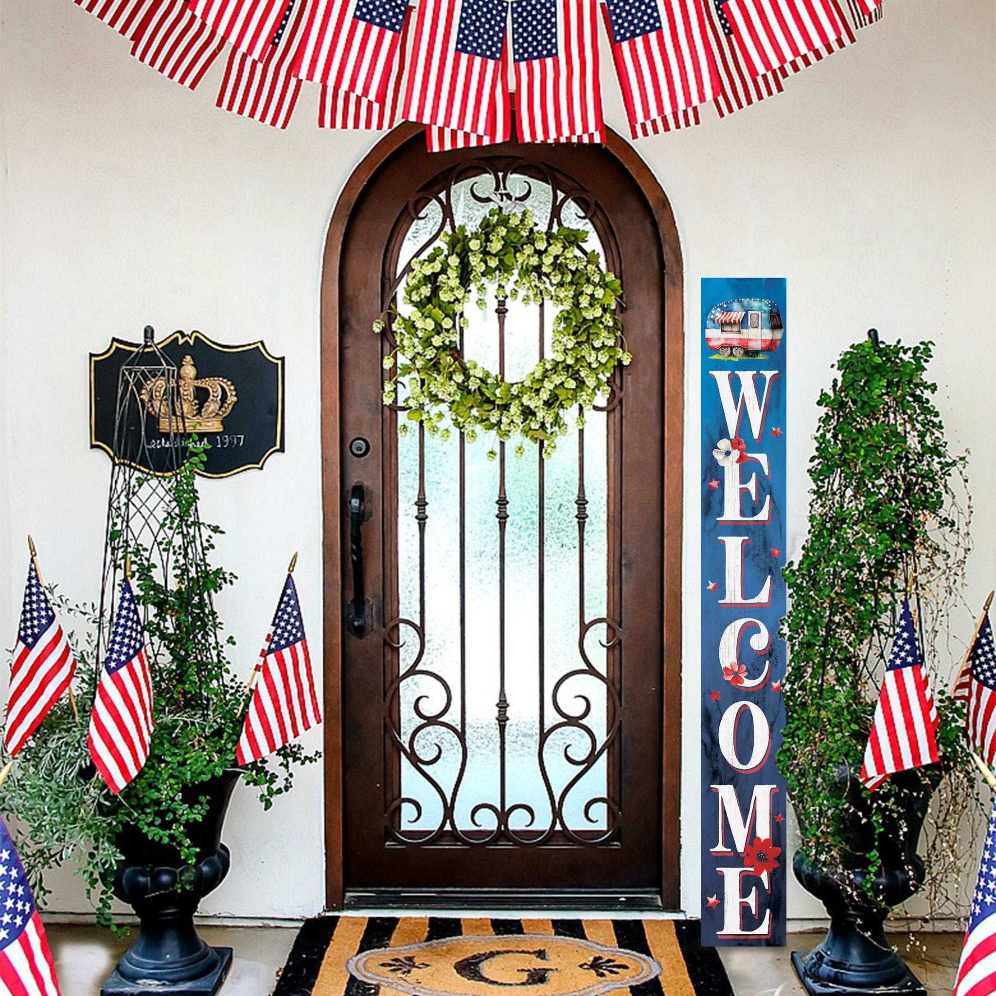 72in Patriotic Wooden Porch Decor - Tuesday Morning - Front Porch Decor