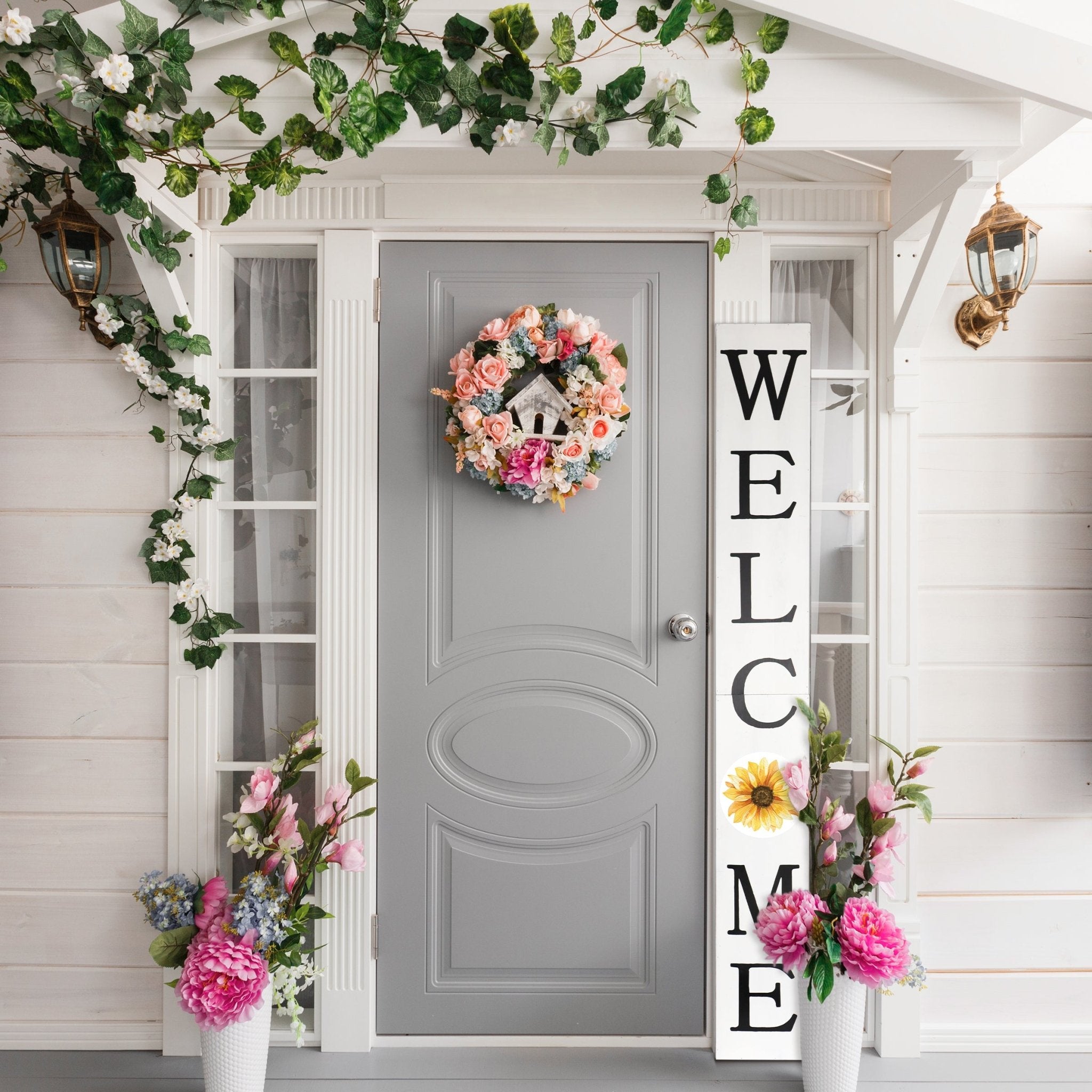 72in Welcome Porch Sign with Sunflower Fun Door Sign - Tuesday Morning - Wall Signs