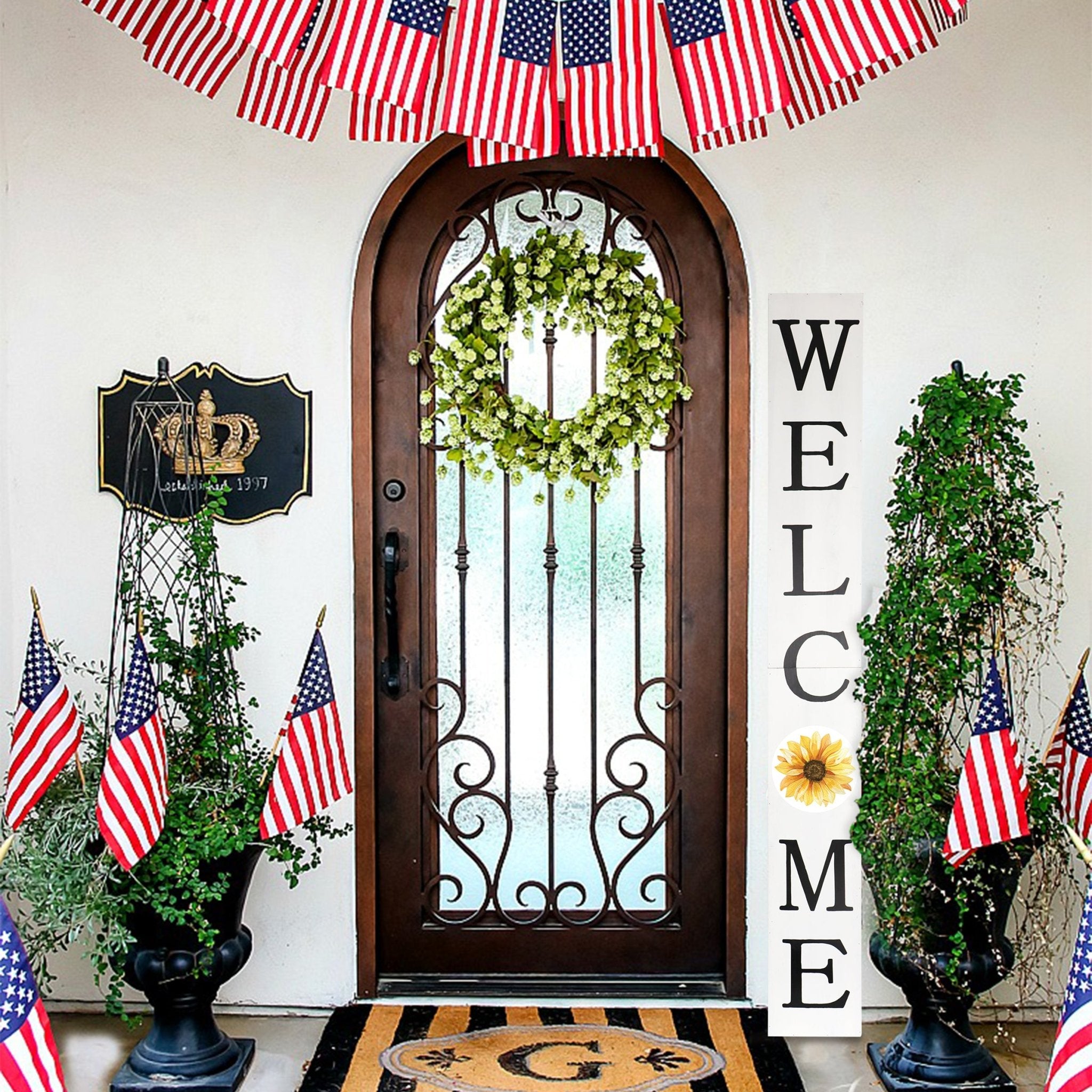 72in Welcome Porch Sign with Sunflower Fun Door Sign - Tuesday Morning - Wall Signs