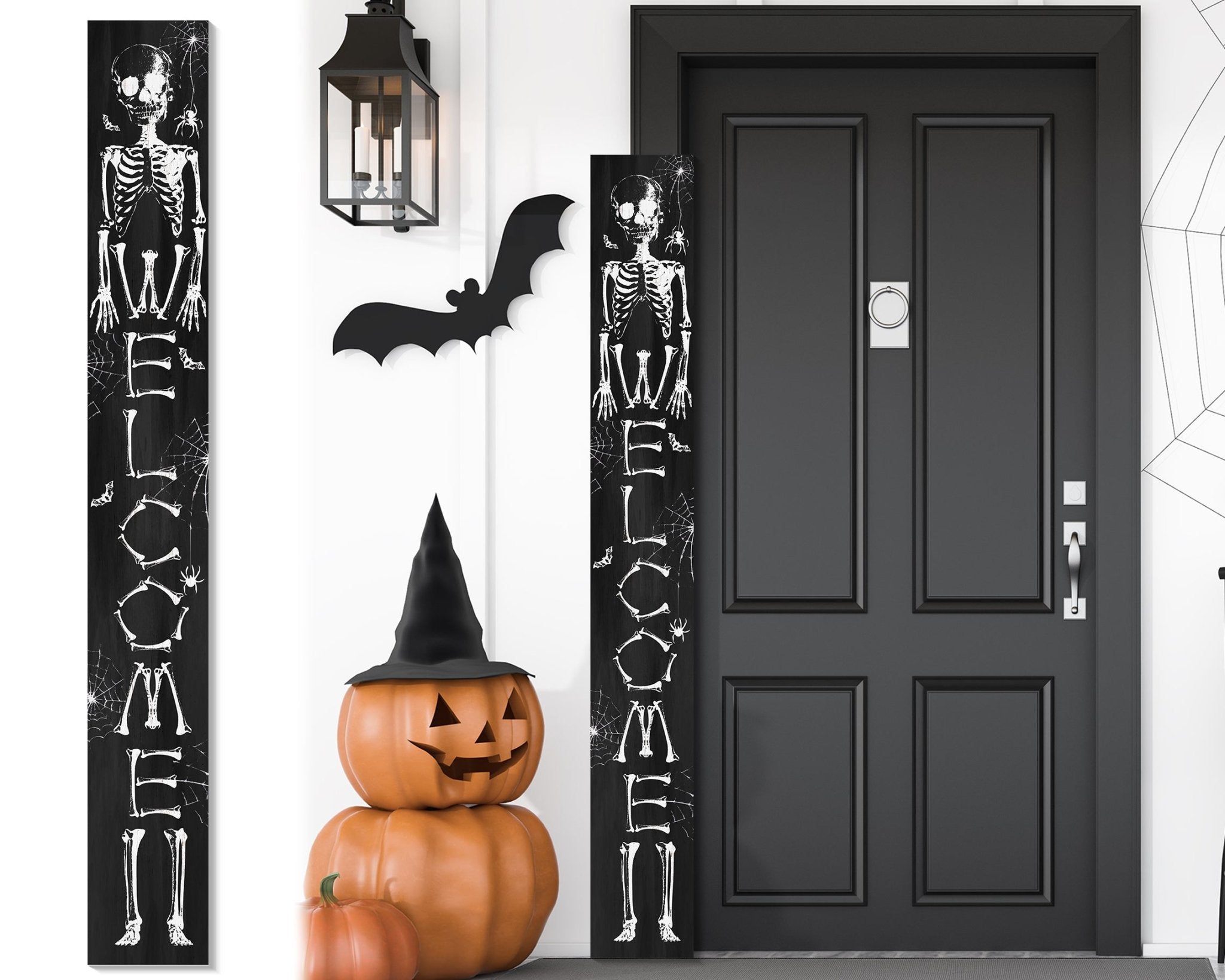 72in Wooden Halloween Skeleton Welcome Sign - Spooky Front Door Decor for Seasonal Celebrations - Tuesday Morning - Front Porch Decor