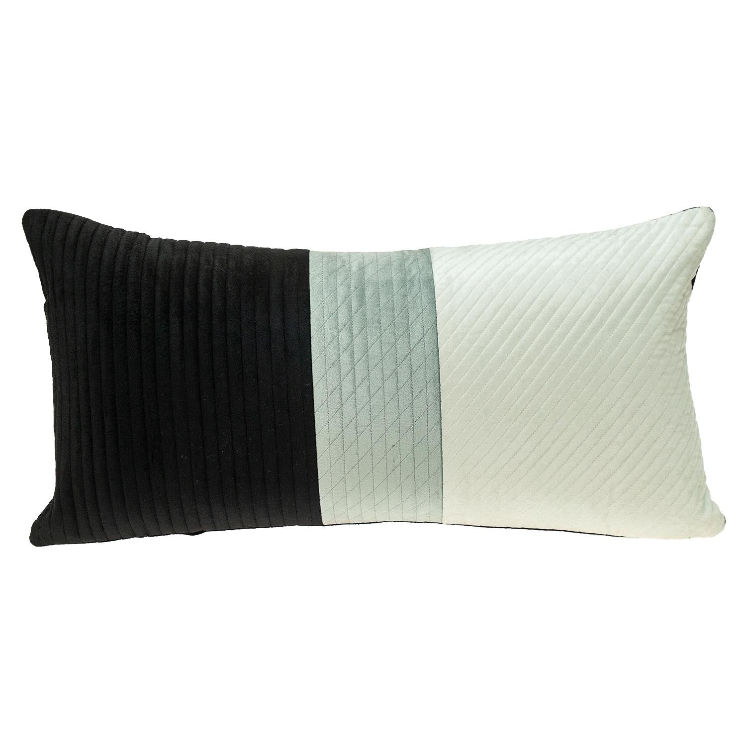 Quilted Colorblock Velvet Lumbar Throw Pillow