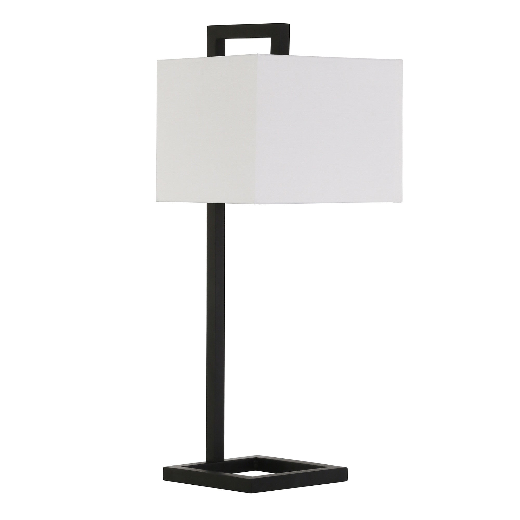 Metal Arched Table Lamp With White Square Shade