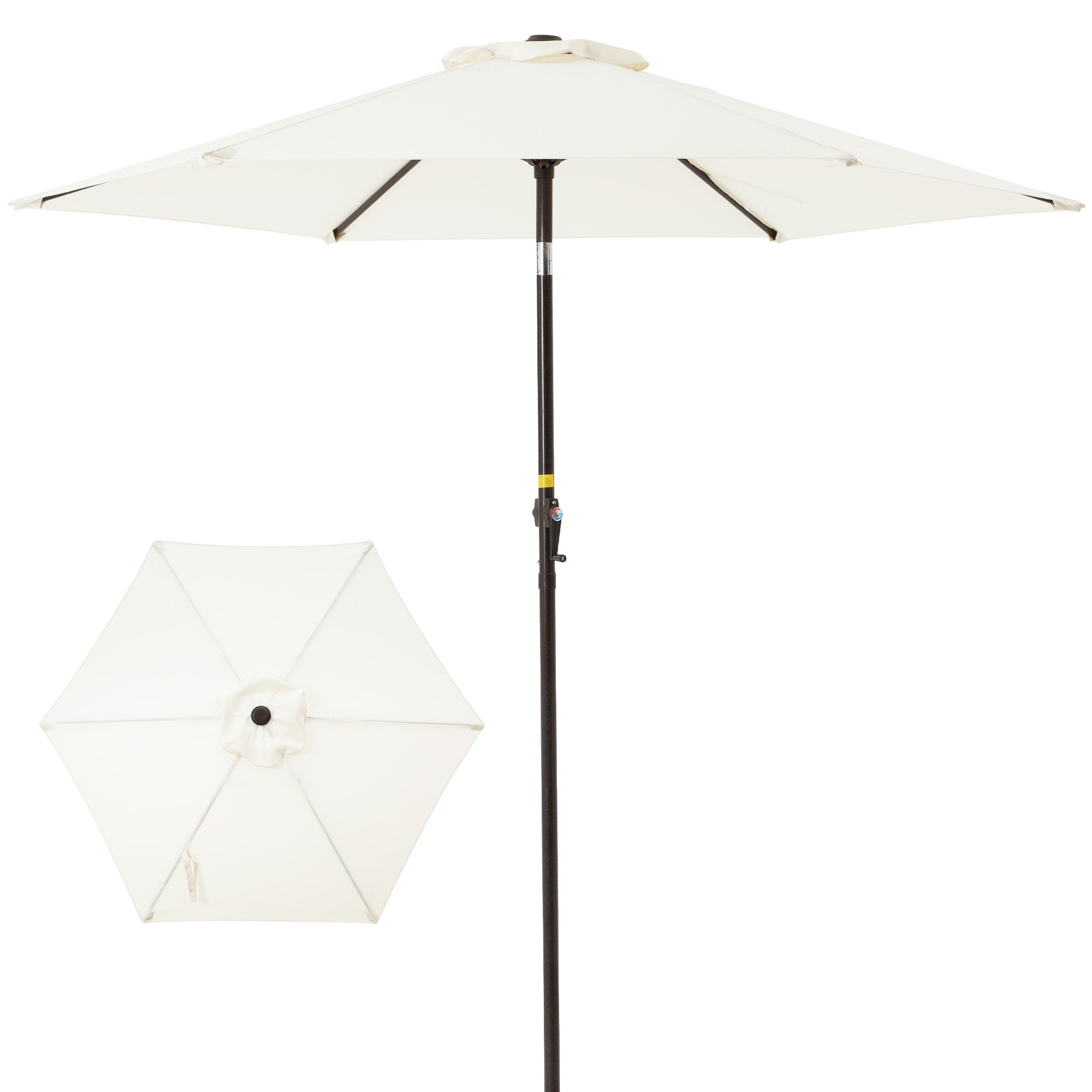 7.5FT Patio Umbrella Outdoor Table Market Umbrella with Push Button Tilt & Crank - Beige - Tuesday Morning - Patio Umbrellas & Bases