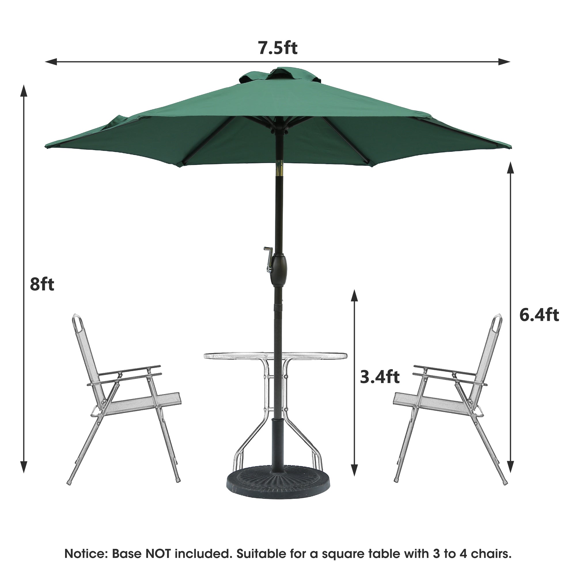 7.5ft Patio Umbrella with Crank and Push Button Tilt, Outdoor Table Market Umbrella with Aluminum Pole - Dark Green - Tuesday Morning - Patio Umbrellas & Bases