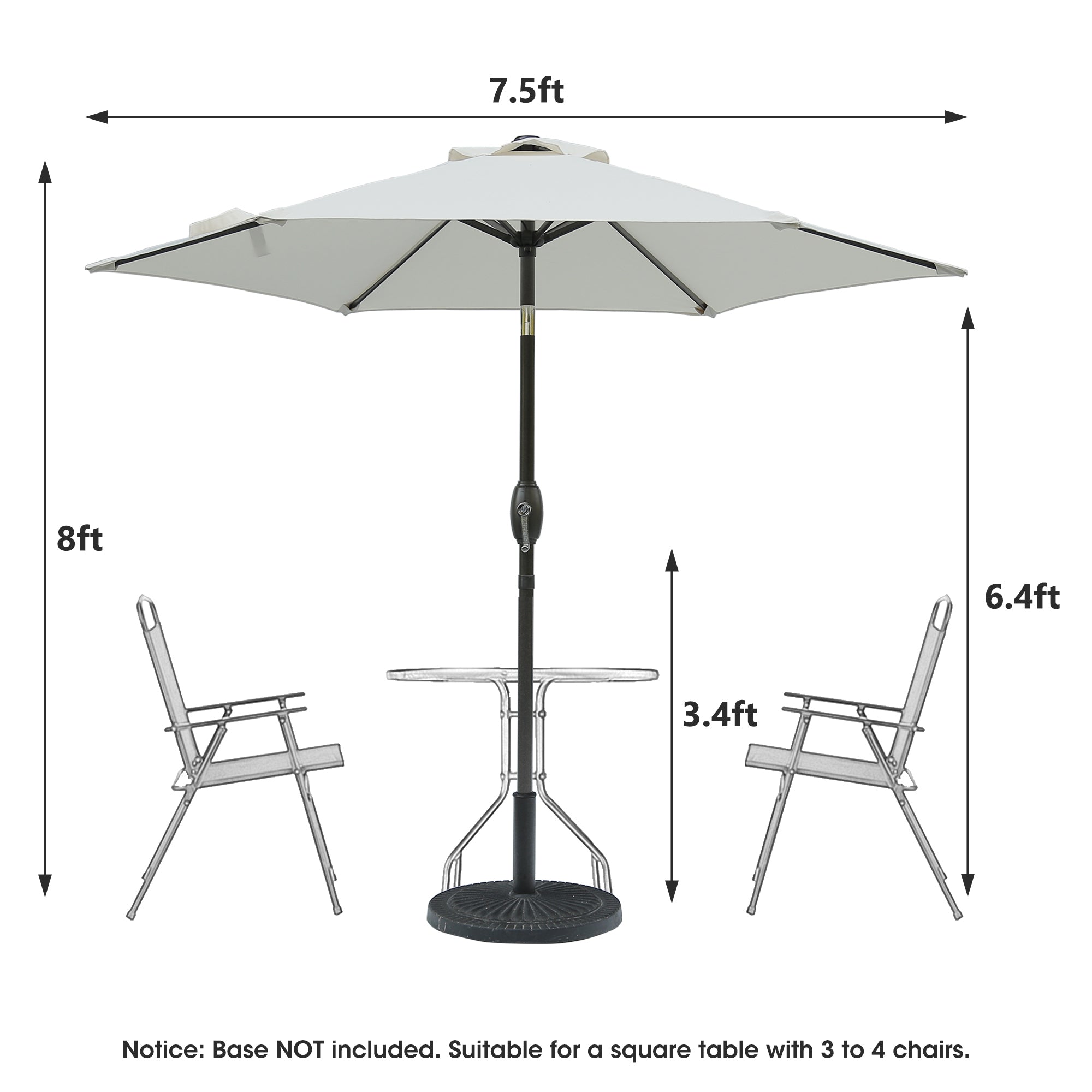 7.5ft Patio Umbrella with Crank and Push Button Tilt, Outdoor Table Market Umbrella with Aluminum Pole - Grey - Tuesday Morning - Patio Umbrellas & Bases