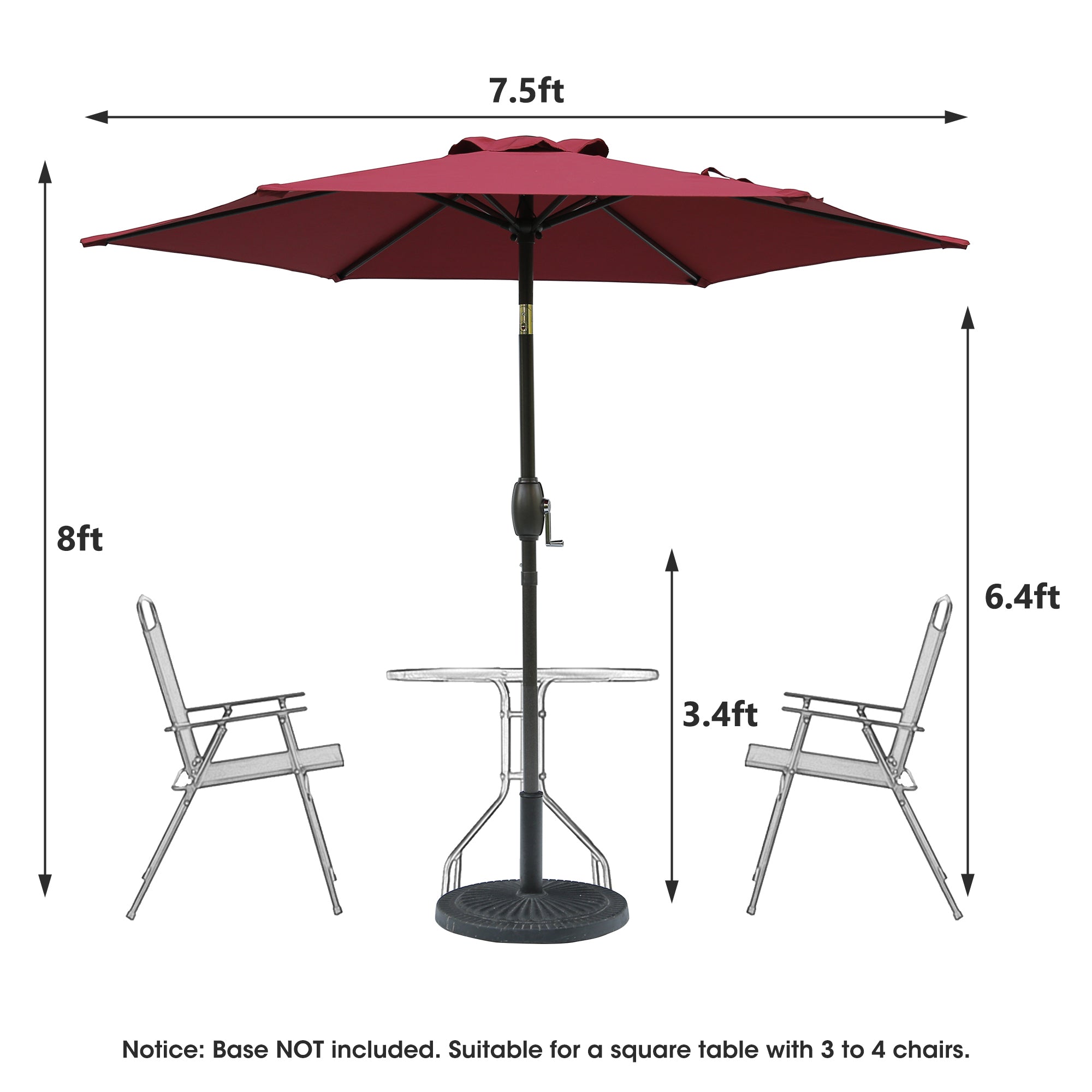 7.5ft Patio Umbrella with Crank and Push Button Tilt, Outdoor Table Market Umbrella with Aluminum Pole - Red - Tuesday Morning - Patio Umbrellas & Bases