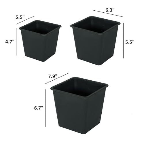 7.9 Square Nursery Plant Pot - Garden Plastic Pots with Drainage (5 - Pack) - Tuesday Morning - Pots & Planters