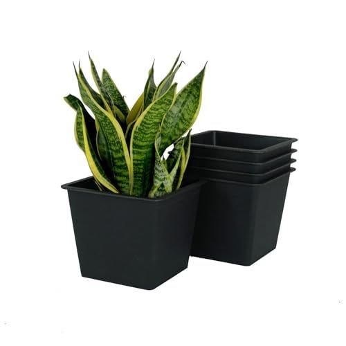 7.9 Square Nursery Plant Pot - Garden Plastic Pots with Drainage (5 - Pack) - Tuesday Morning - Pots & Planters