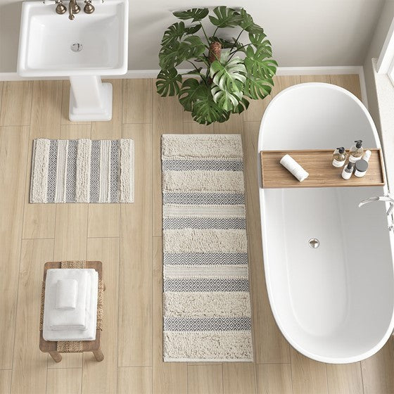 Woven Texture Stripe Bath Rug