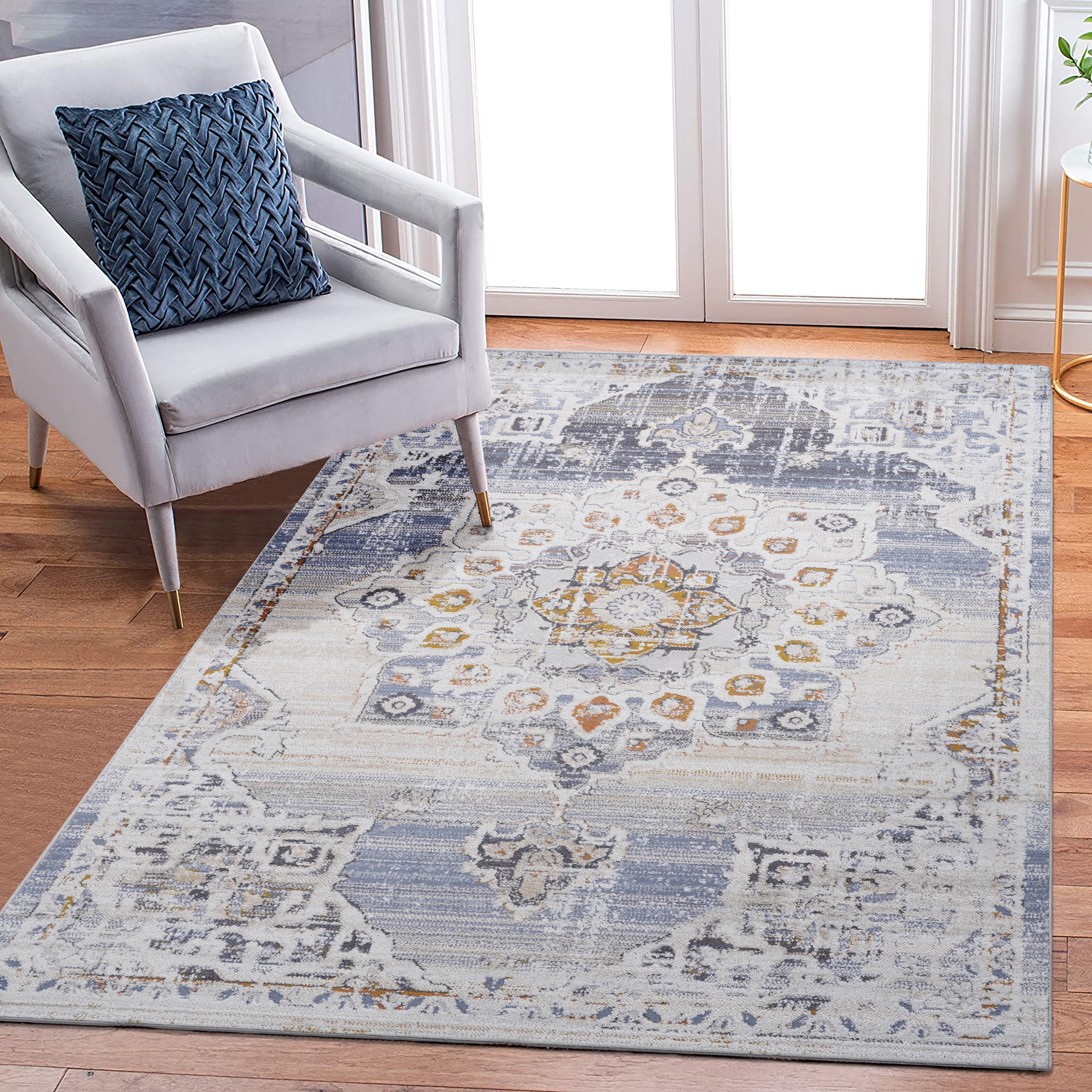 NAAR PAYAS Collection Medallion Non-Shedding  and Stain Resistant Area Rug