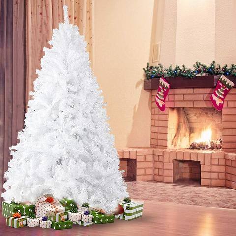 7ft High Christmas Tree 1000 Tips Decorate Pine Tree with Metal Legs White with Decorations - Tuesday Morning - Decorative Objects