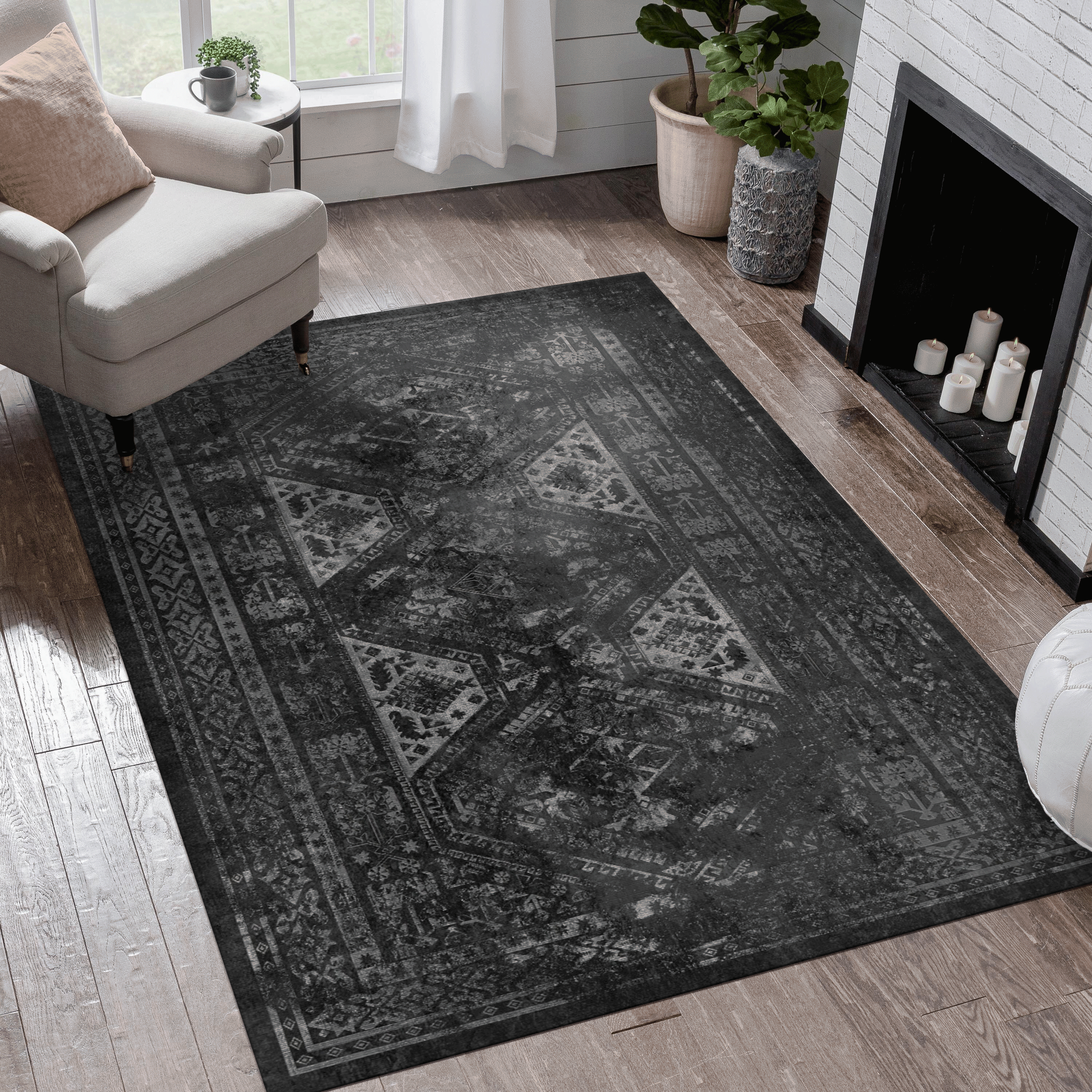 Naar Washable Area Rugs, Low-Pile, Non-Slip, Non-Shedding, Foldable, Kid & Pet Friendly