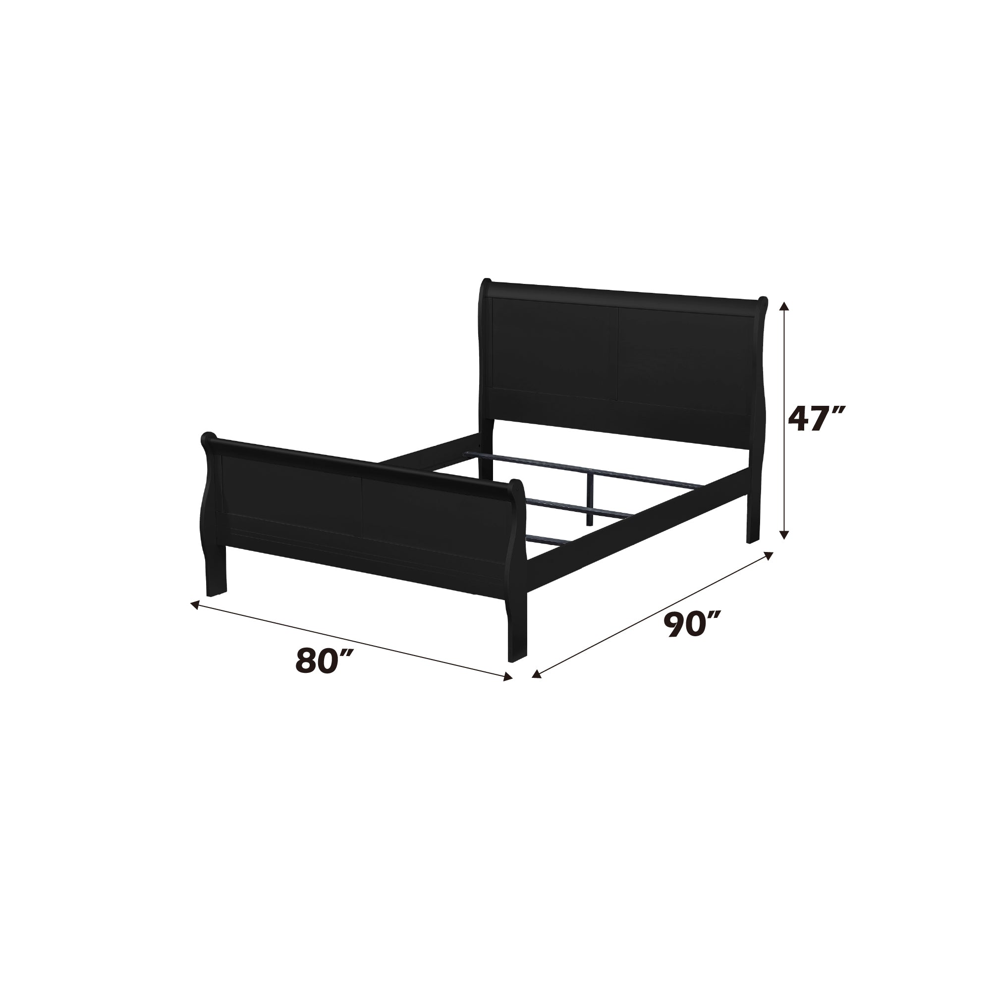 Louis Philippe Black Finish 2PCS Bedroom Set (King)