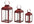 Modern Red Metal Lantern (Set of 2)