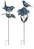 Iron metal cut out bird and flower garden stake (set of 2)